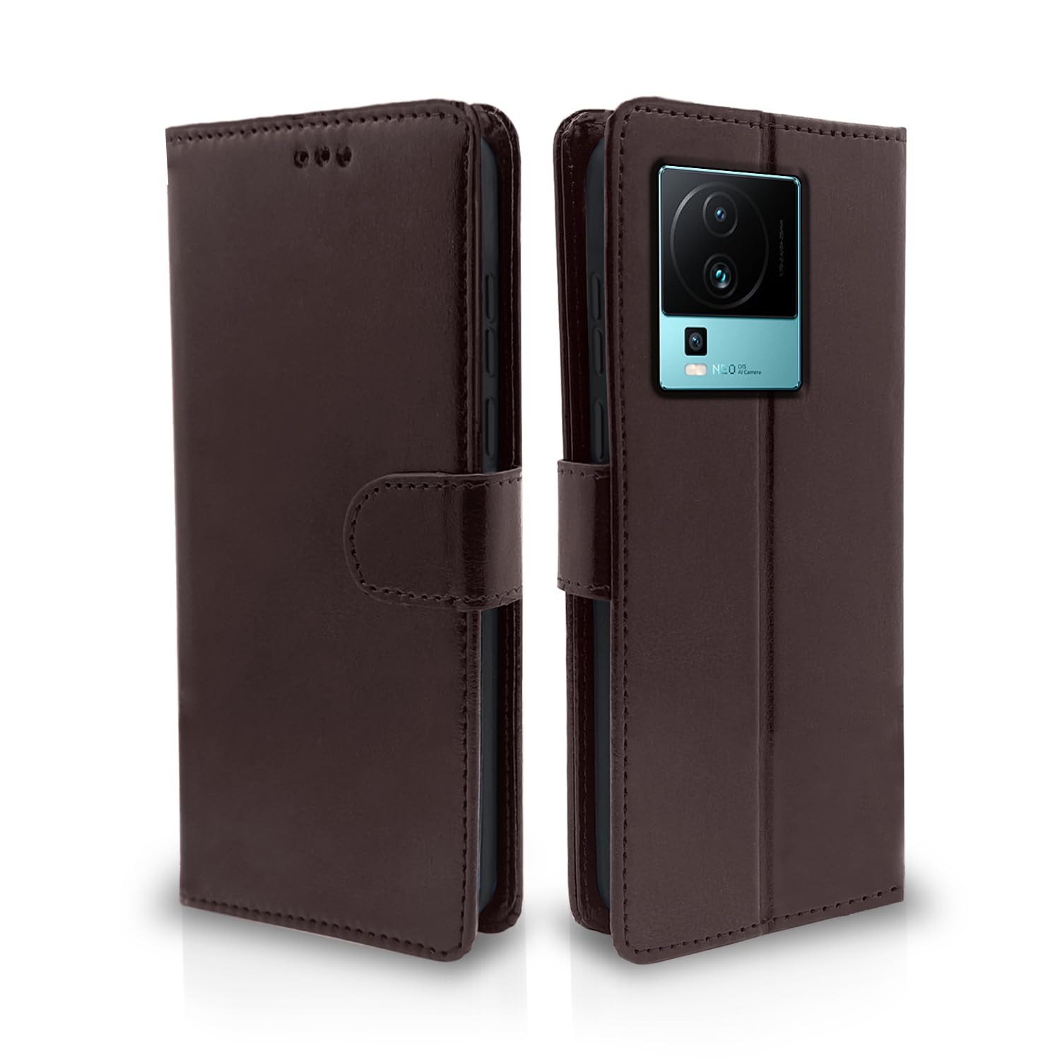 Pikkme coffee wallet flip cover for iQOO Neo 7 Pro 5G