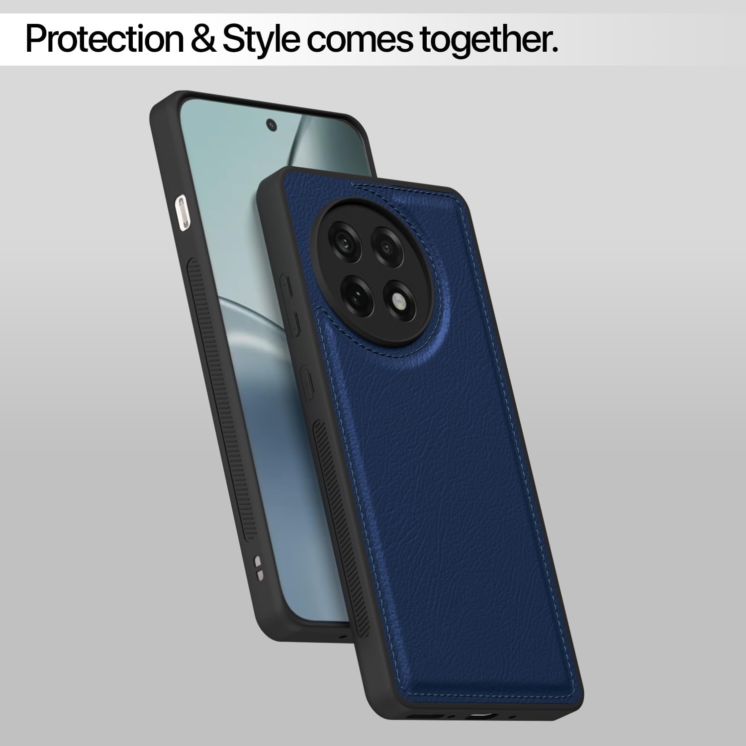 Pikkme OnePlus 13R 5G Leatherback Back Case (Blue)
