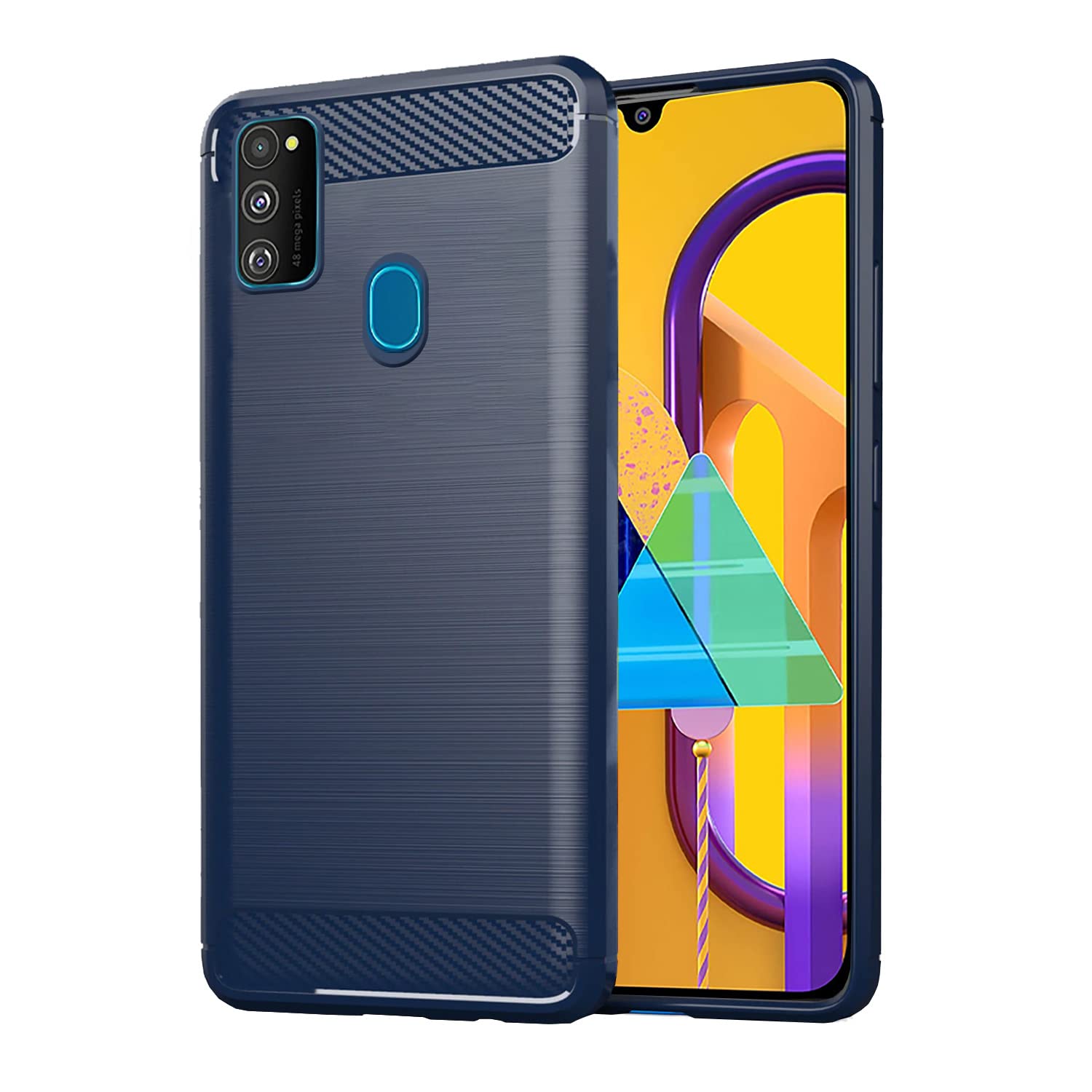 Samsung Galaxy M30s / M21 / M21 2021 Hybrid Carbon Fiber Back Cover - Blue
