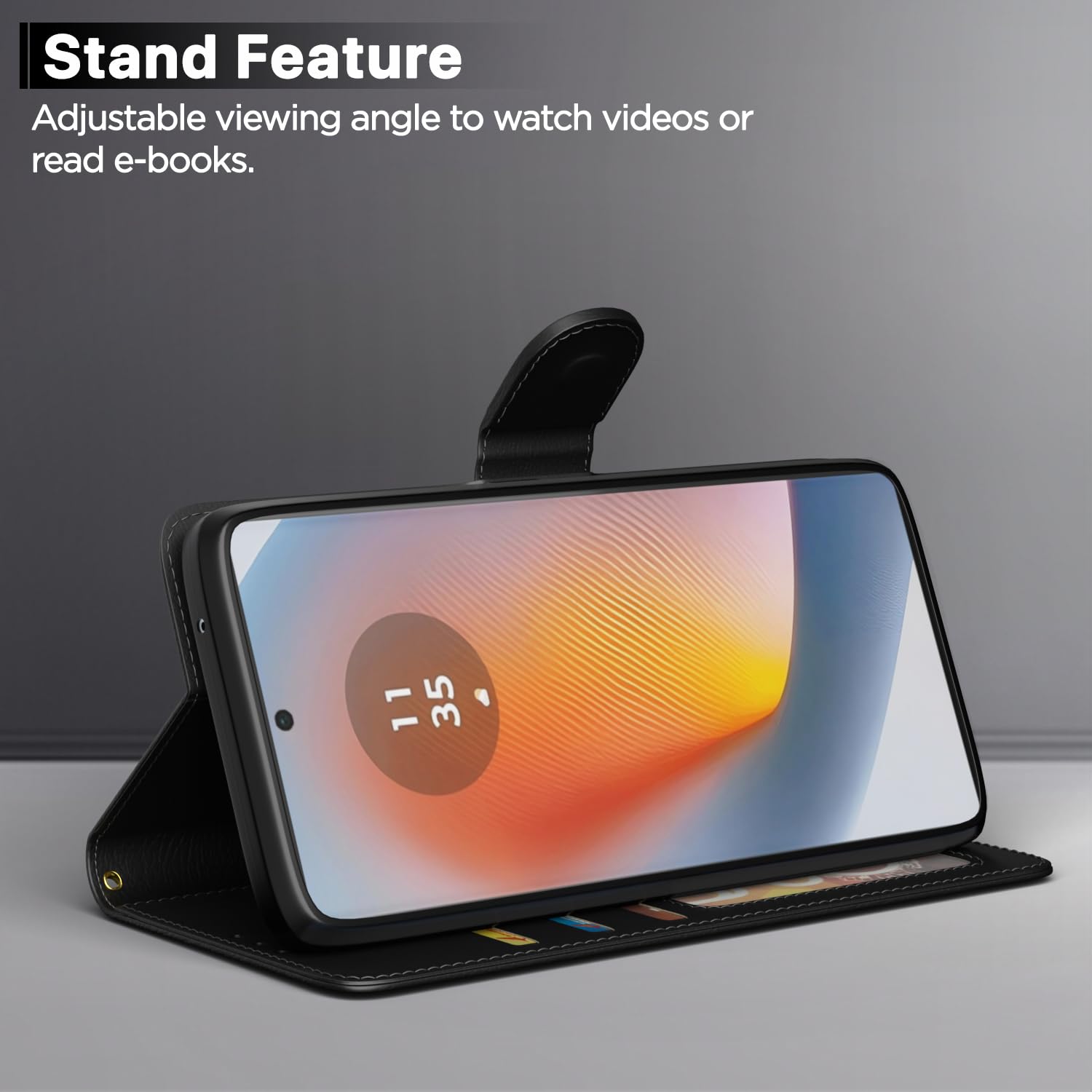 Pikkme Moto Edge 50 Fusion 5G Vintage Vintage Vintage Flip Cover Cover (Black)