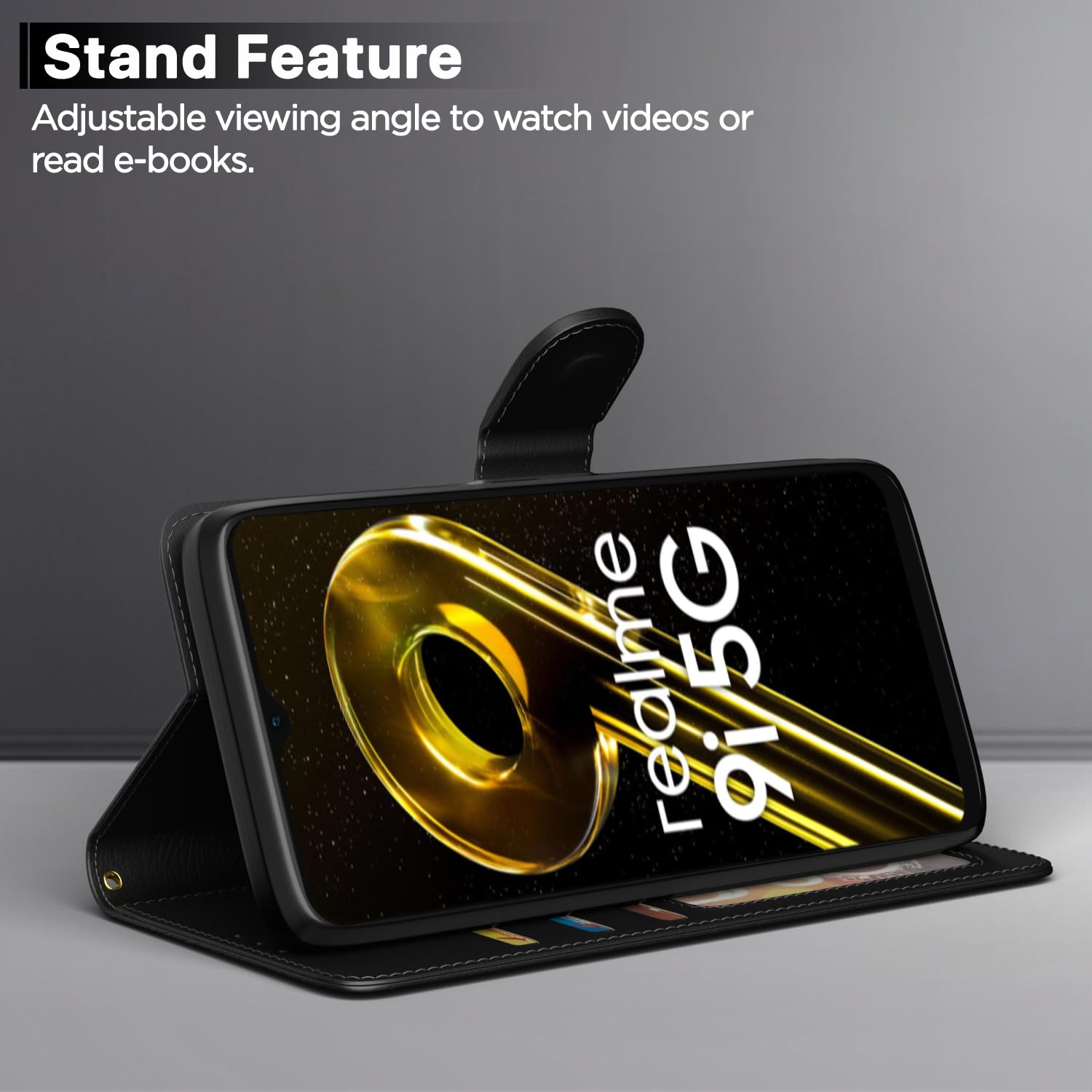 Realme 9i 5G Wallet mobile flip cover in black by Pikkme – photo 3