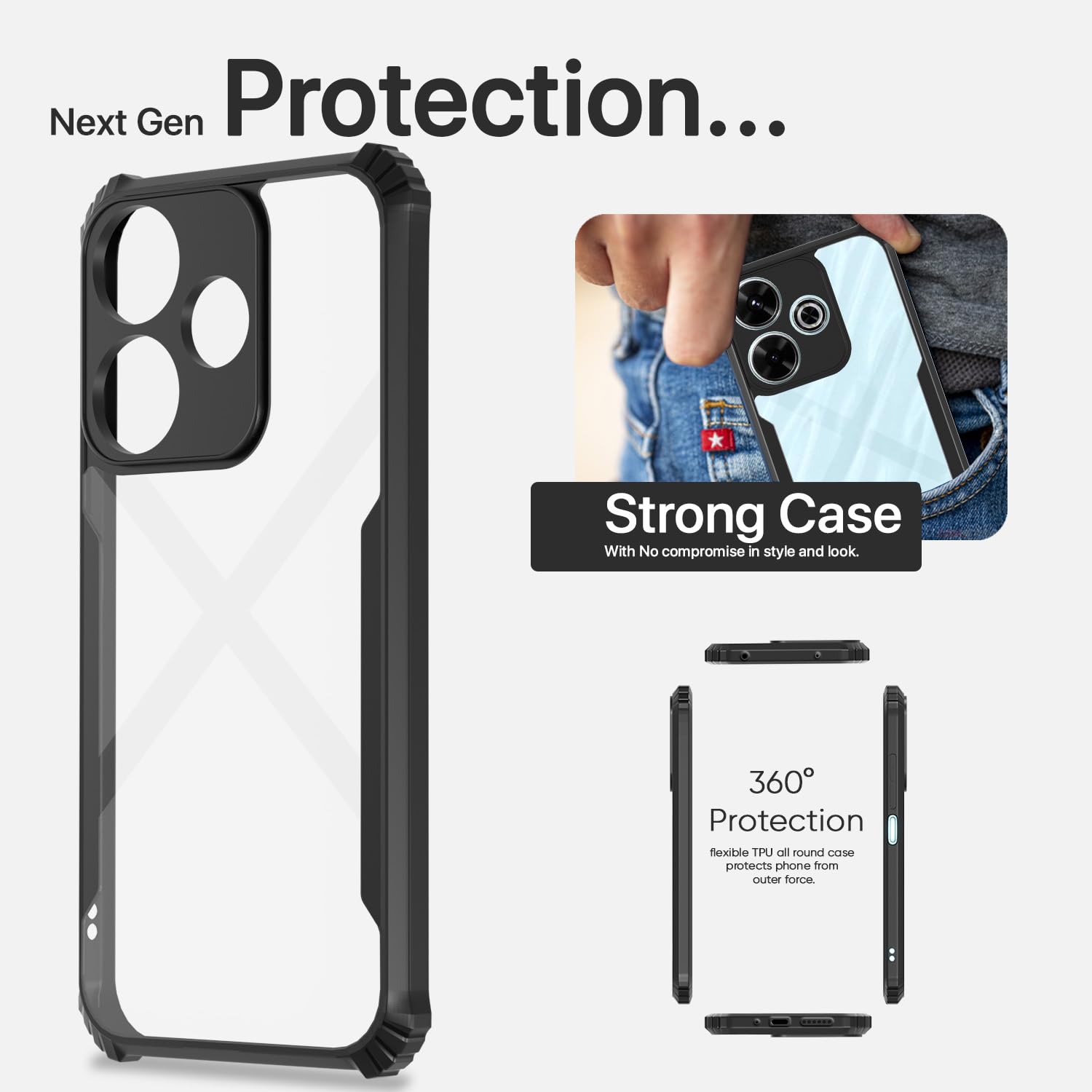 Pikkme black Clear back cover for Redmi 13/Poco M6 Plus 5G – photo 6