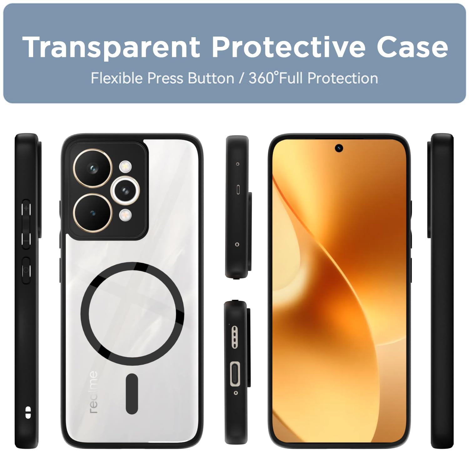 Realme 15 5G mobile cover in black mag-safe by Pikkme – photo 2