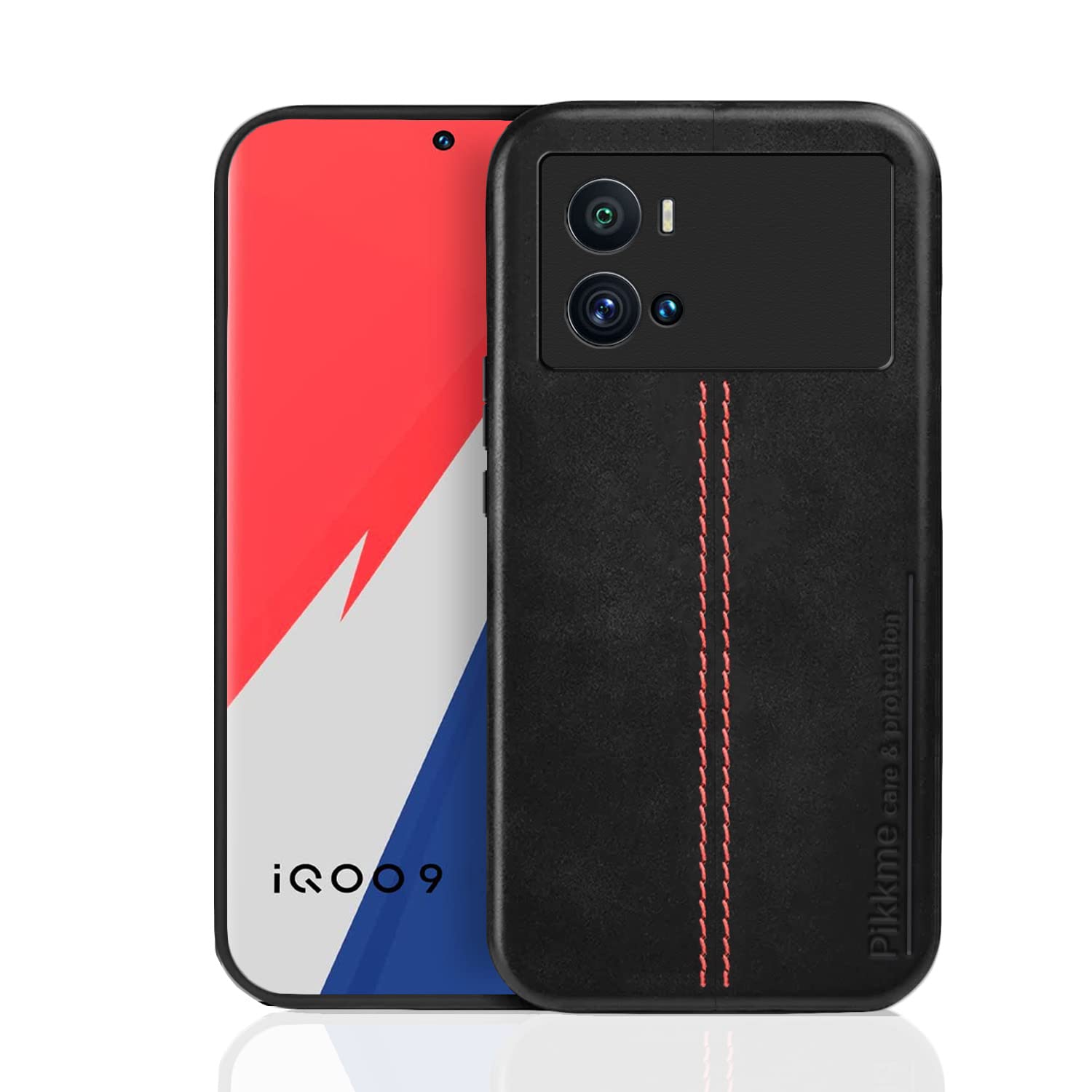 Pikkme iQOO 9 5G Leather black mobile back cover
