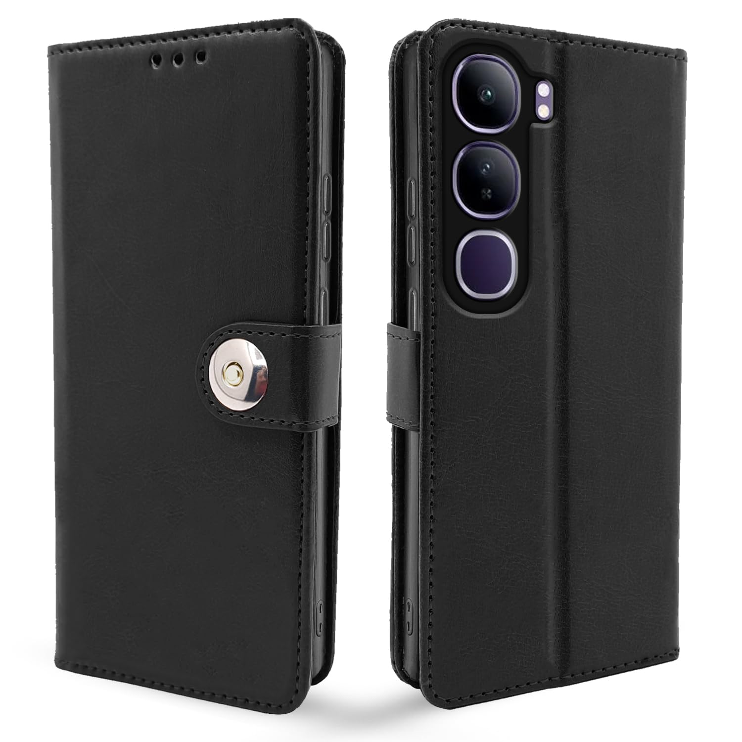 Black Button flip case for Vivo Y300 5G – Pikkme