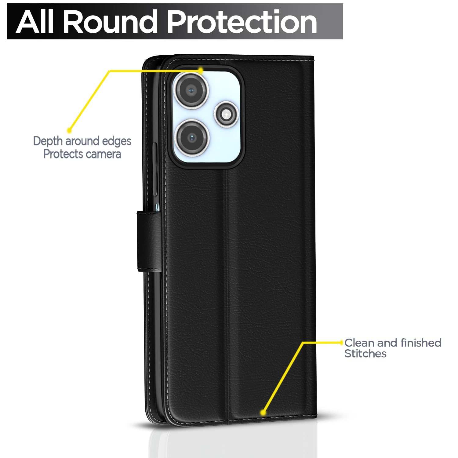Pikkme black Wallet wallet flip cover for Redmi 12/Poco M6 Pro 5G – photo 4
