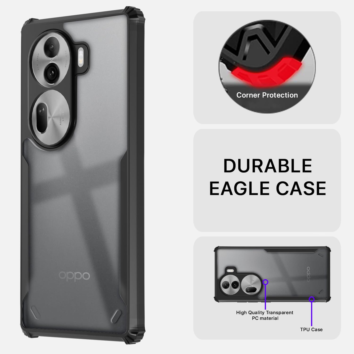 Pikkme Oppo Reno 11 Pro 5G Eagle Back Cover (Black)
