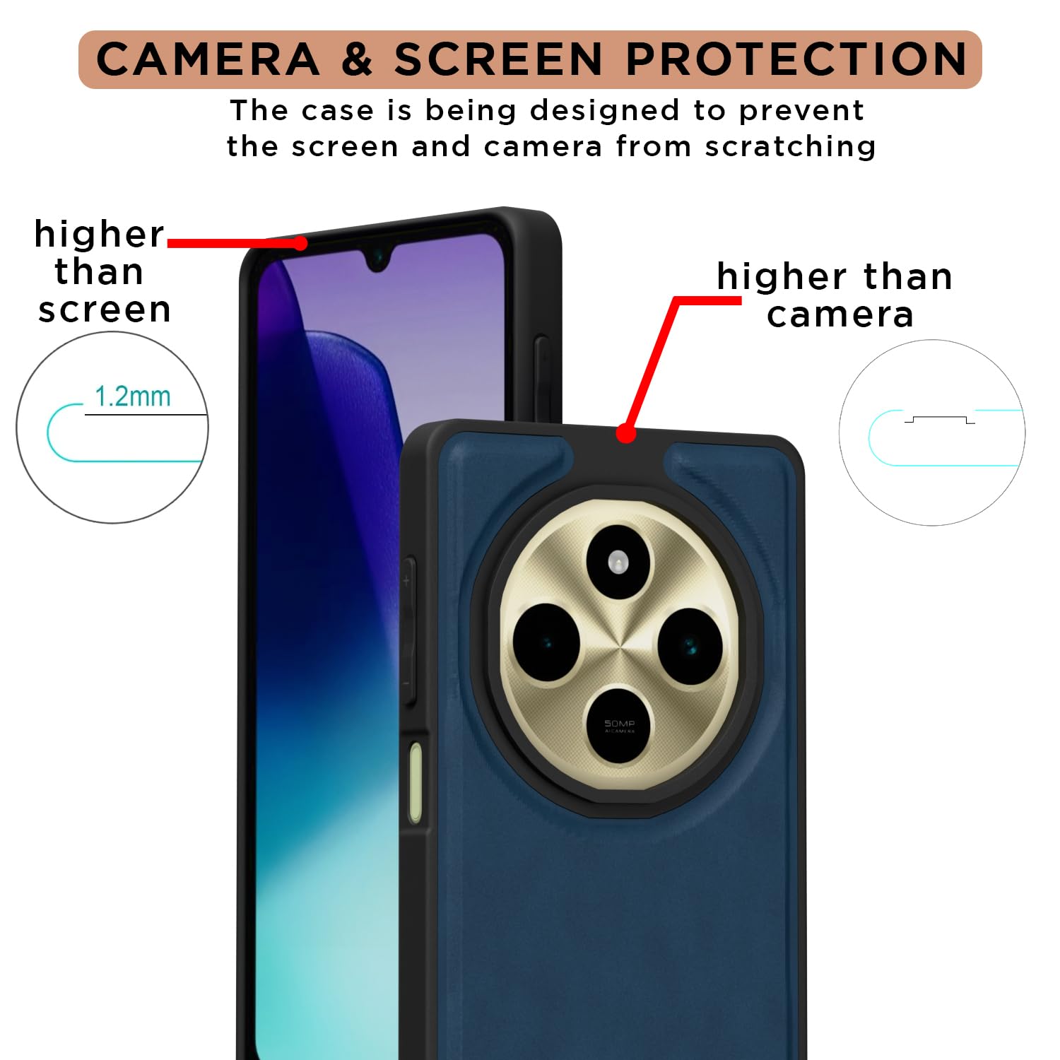 Redmi A4/14C/Poco C75 5G Leather phone cover in blue by Pikkme – photo 4