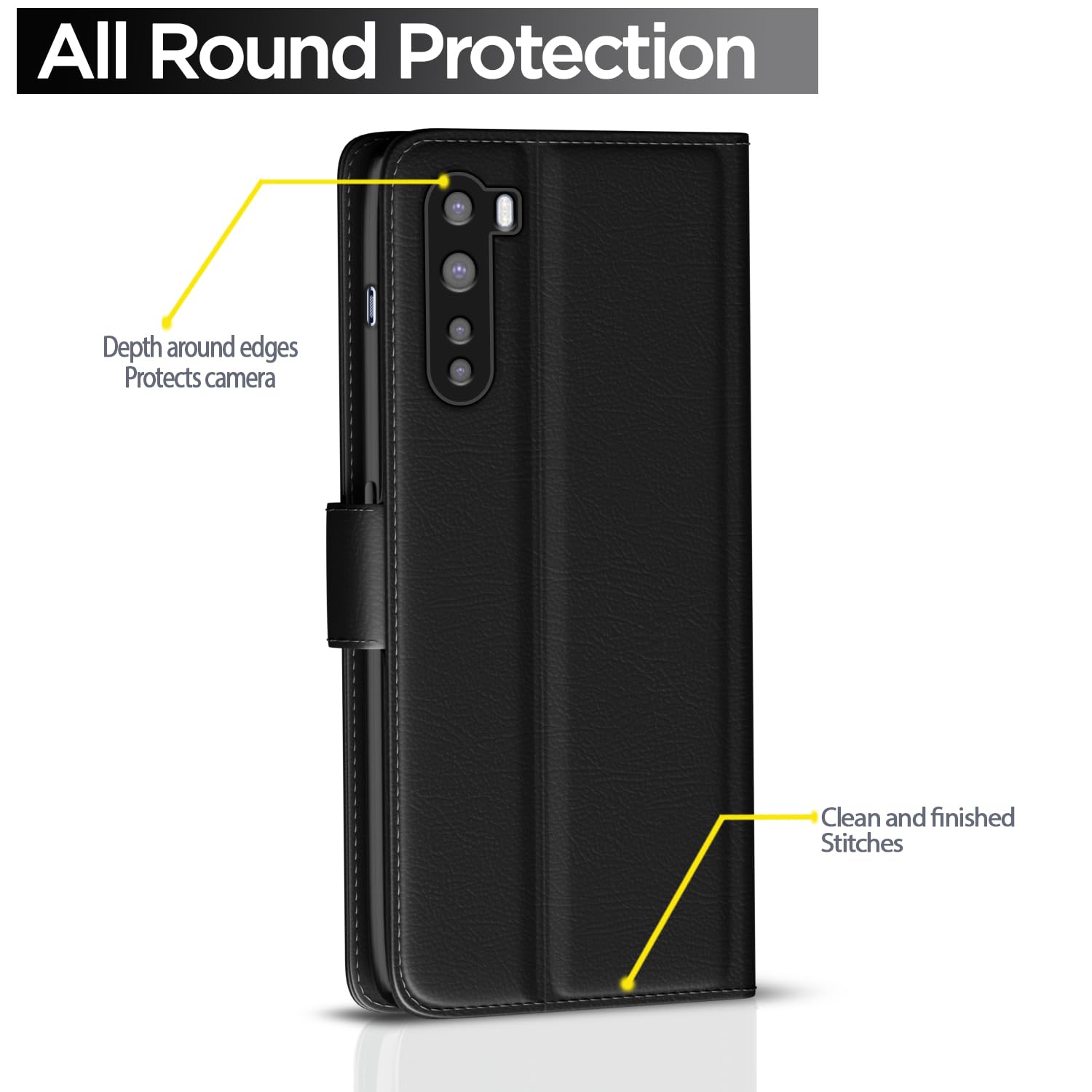Black Button mobile flip cover for OnePlus Nord (2020) – Pikkme – photo 4
