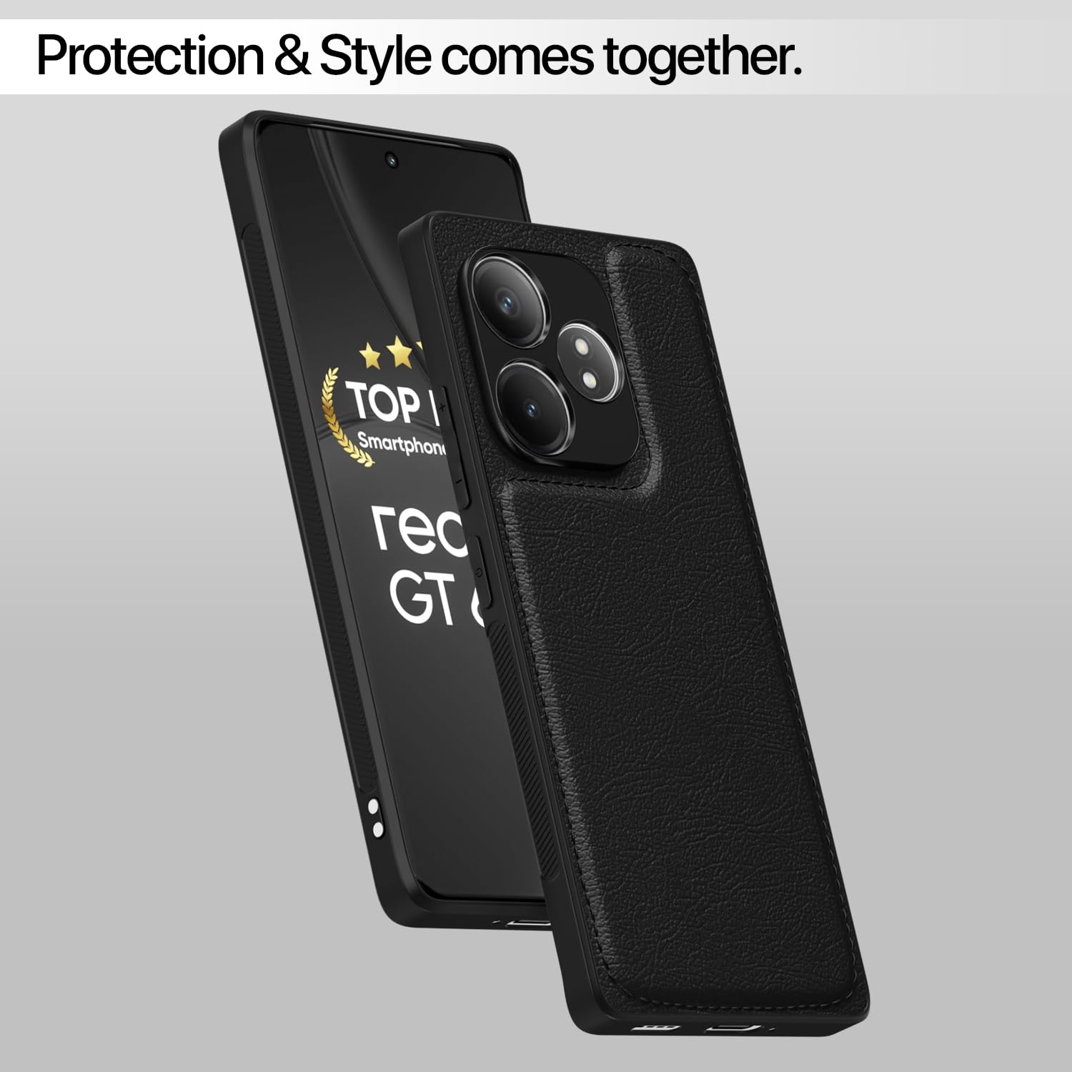 Realme GT 6/GT 6T 5G Leather mobile back cover in black by Pikkme – photo 6