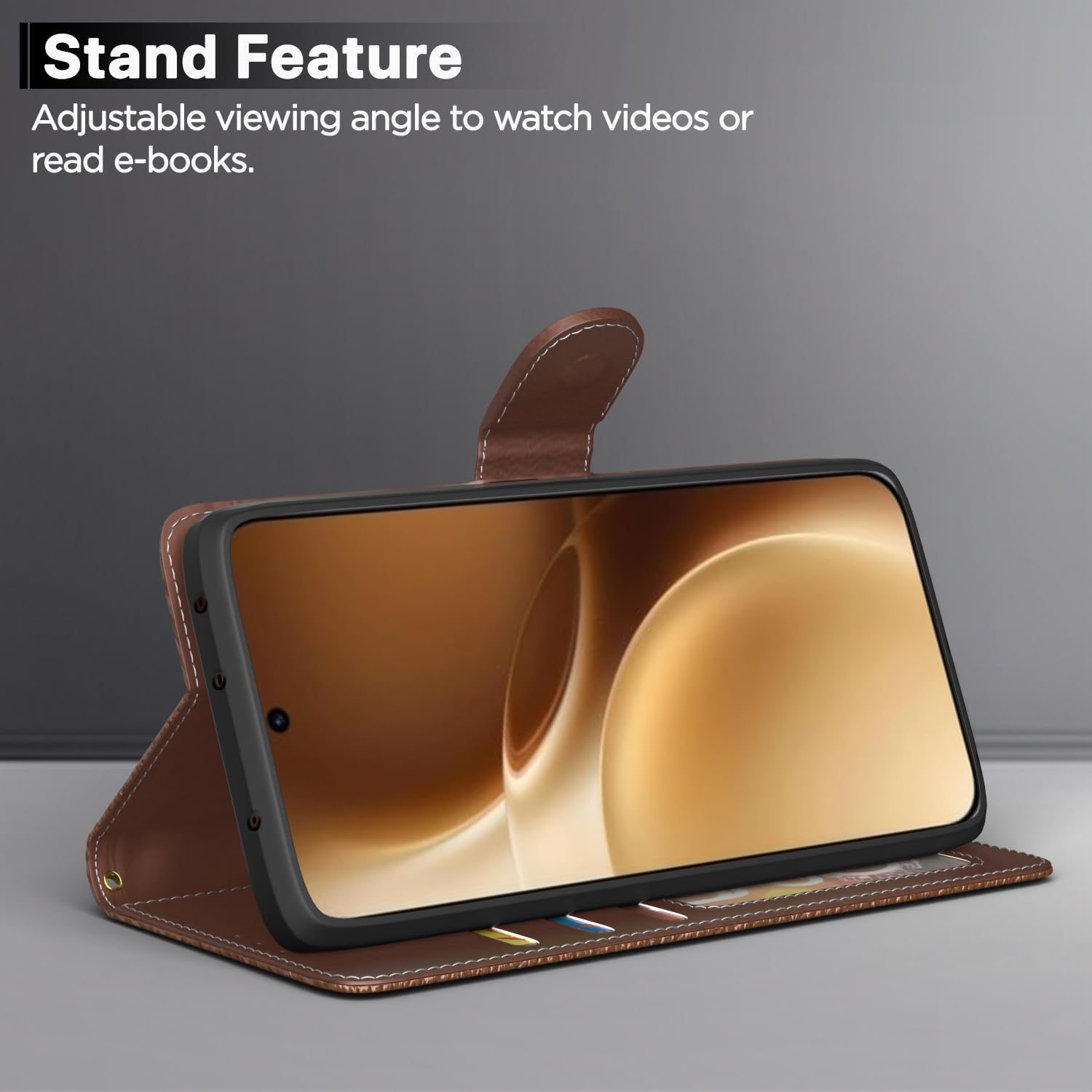 Pikkme tan flip case for Oppo Reno 15 Pro Mini 5G – photo 3