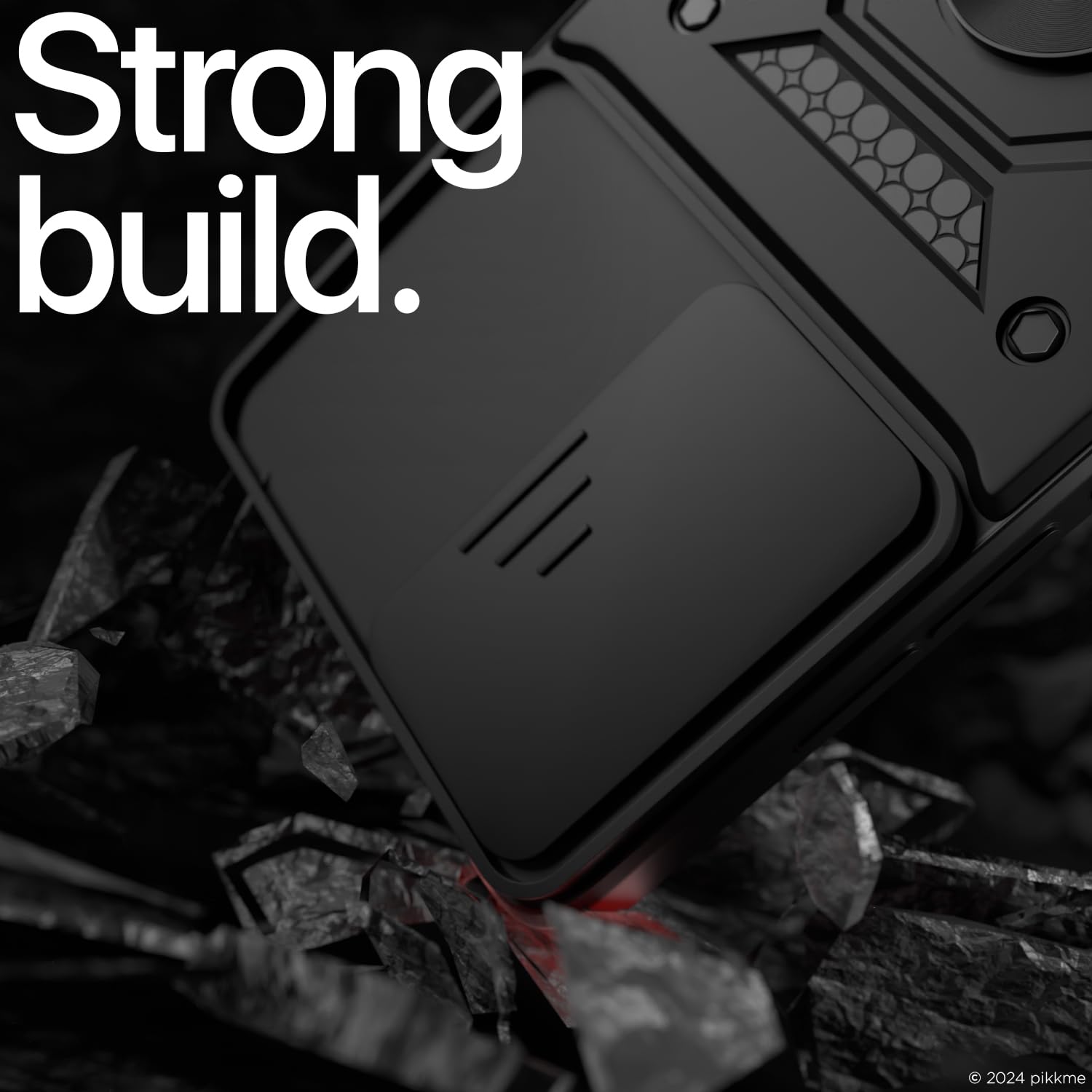 Pikkme Vivo Y300 5G / Vivo V40 Lite 5G Sliding Camera Shield & Stand D10 Tough Armor Back Cover (Black)