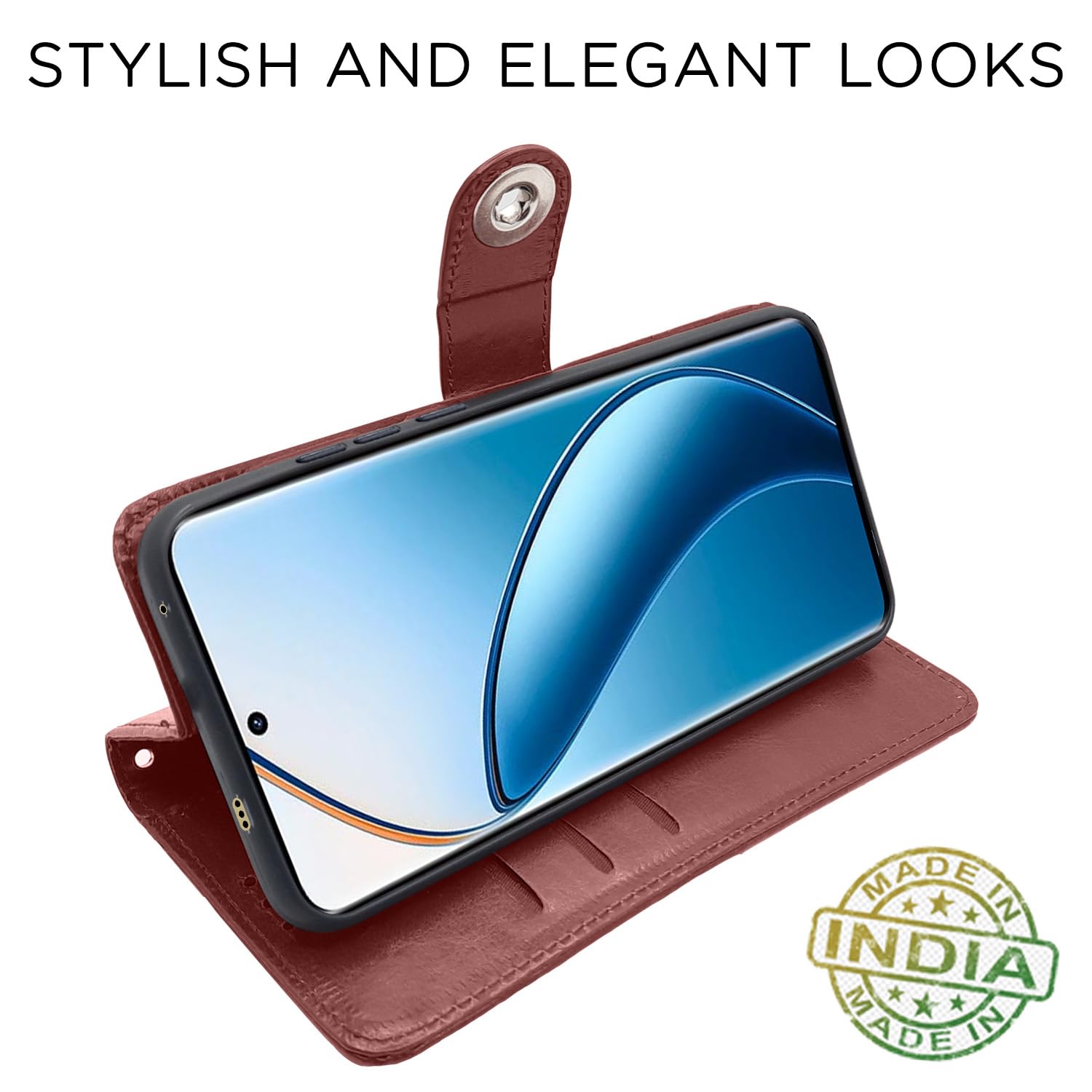 Pikkme brown Button flip cover for Realme 12 Pro/12 Pro Plus 5G – photo 5
