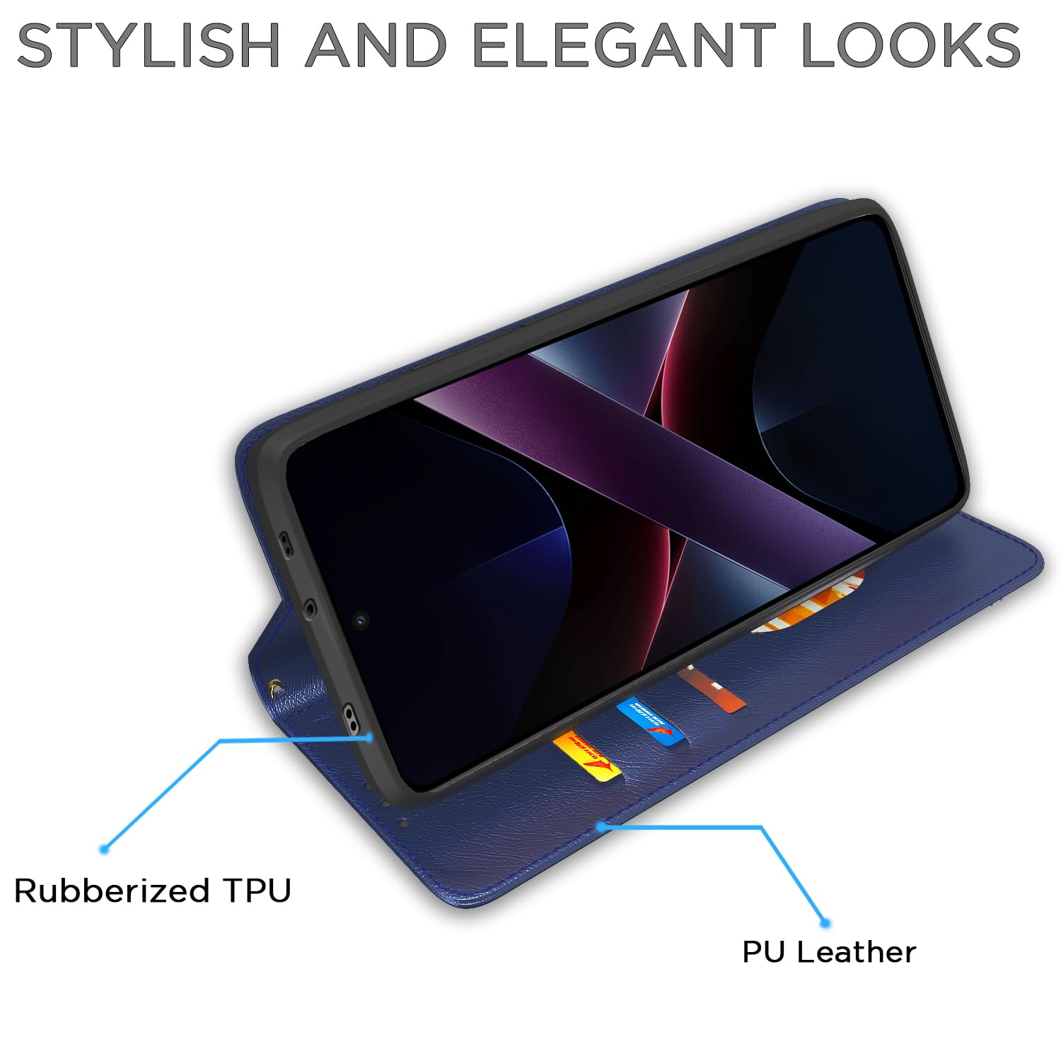 Blue wallet flip cover for POCO X7 Pro 5G – Pikkme – photo 5