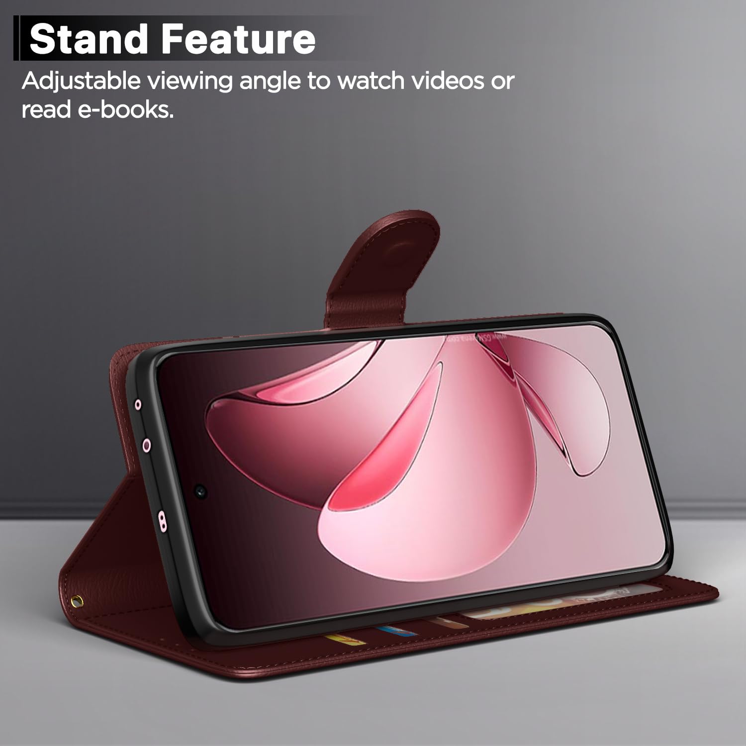 Pikkme Oppo Reno 13 Pro 5G Wallet brown mobile flip cover – photo 3