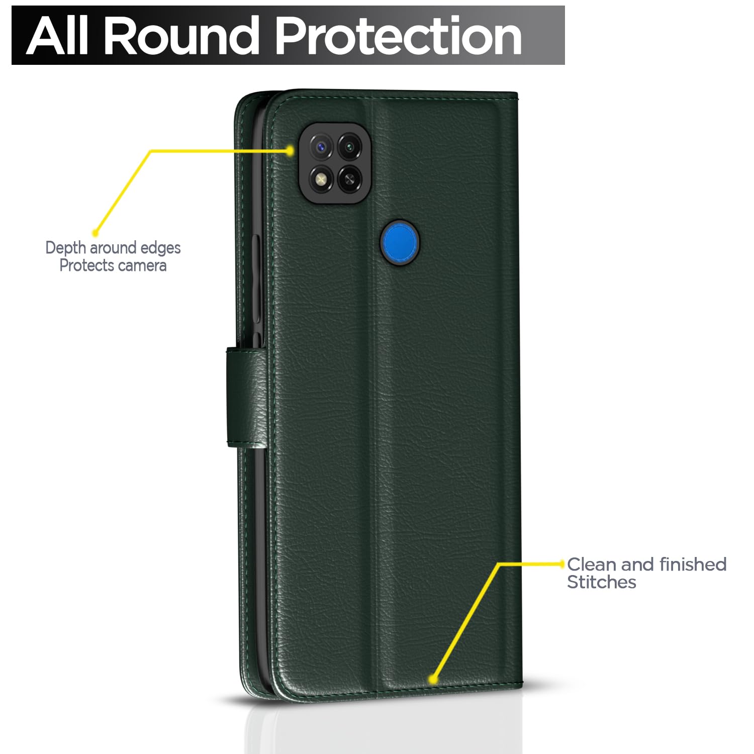 Pikkme Redmi 9 Vintage Flip Cover (Green)