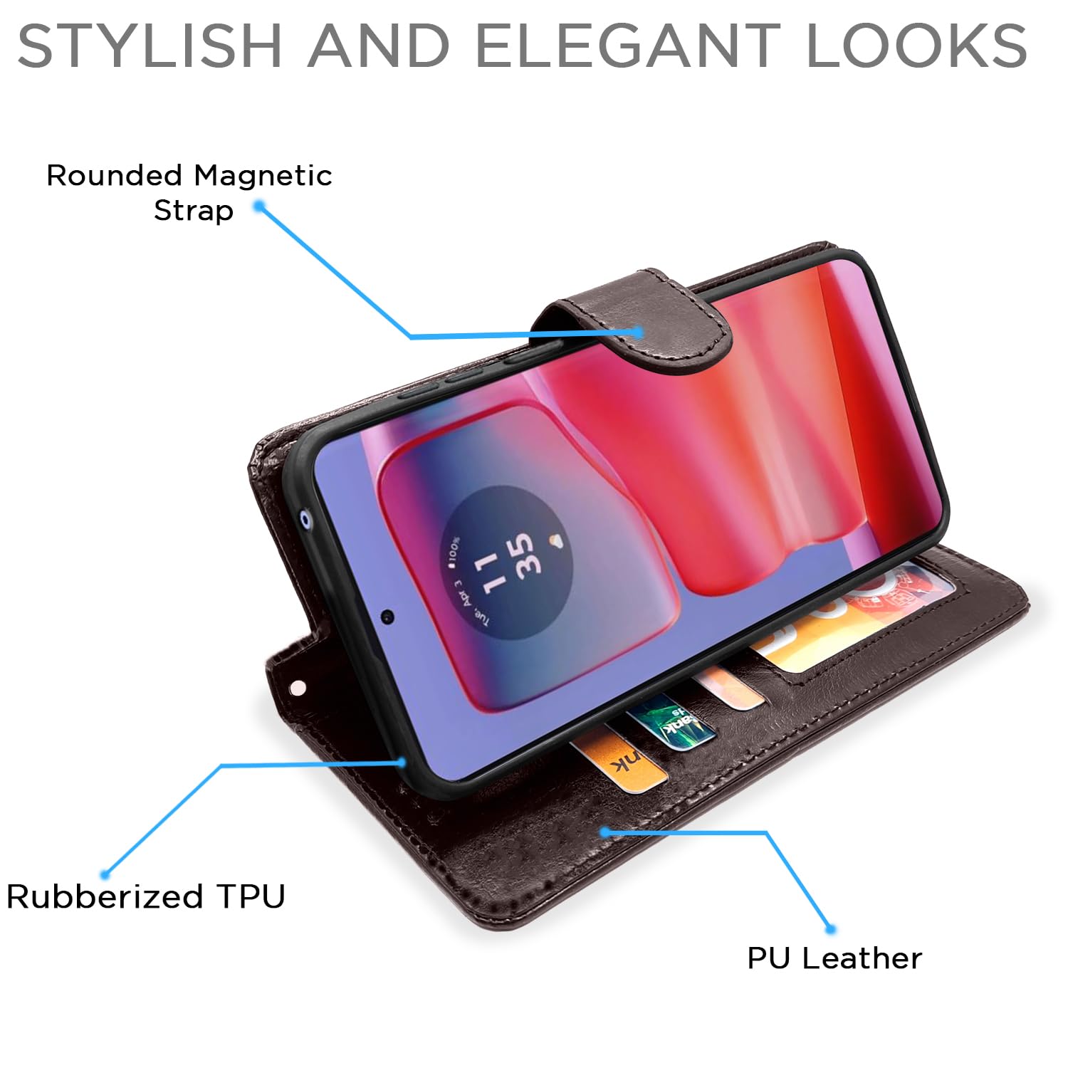 Pikkme coffee Wallet mobile flip cover for Moto Edge 50 Pro 5G – photo 3