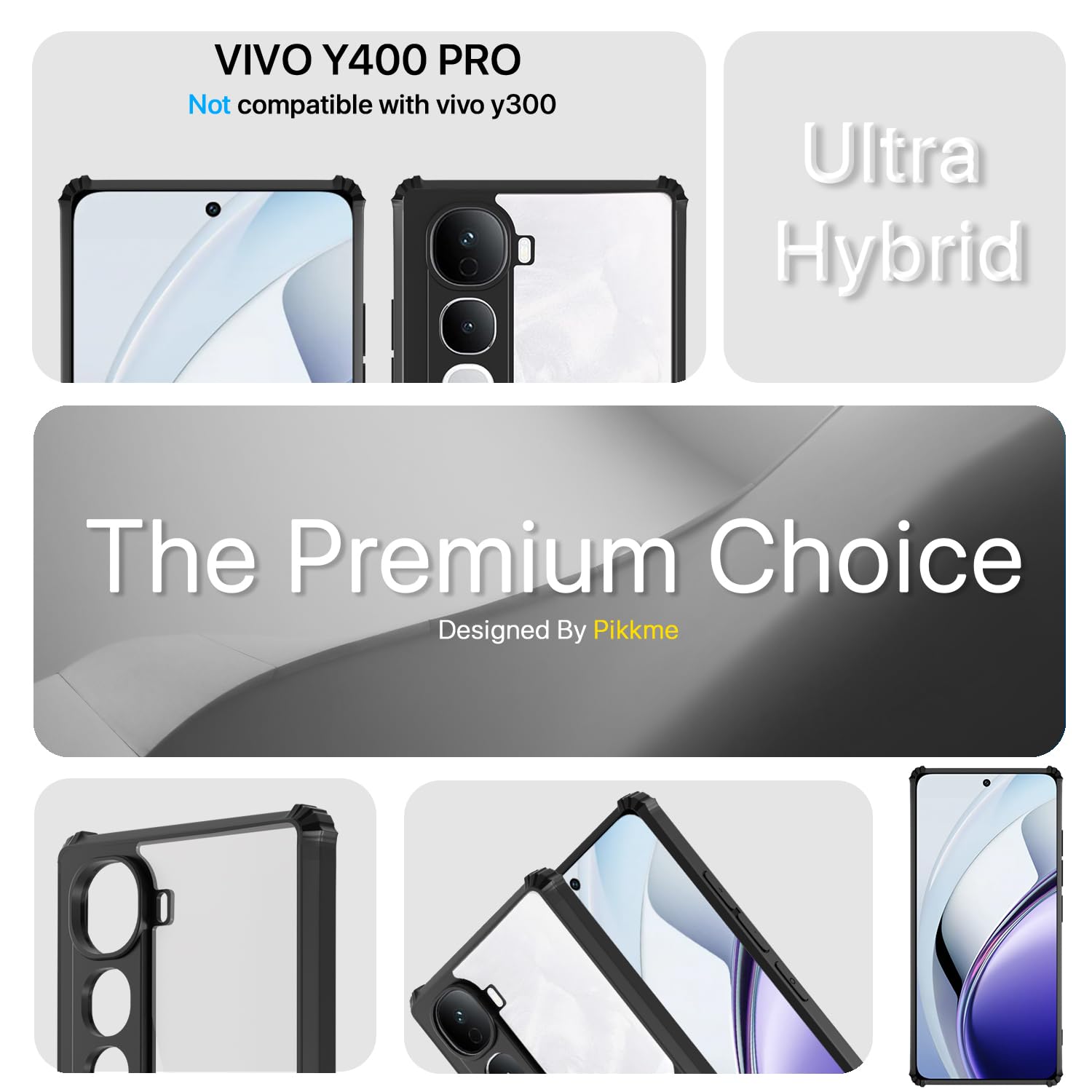 Pikkme Vivo Y400 Pro 5G Eagle Crystal Clear Transparent Back Cover (Black)