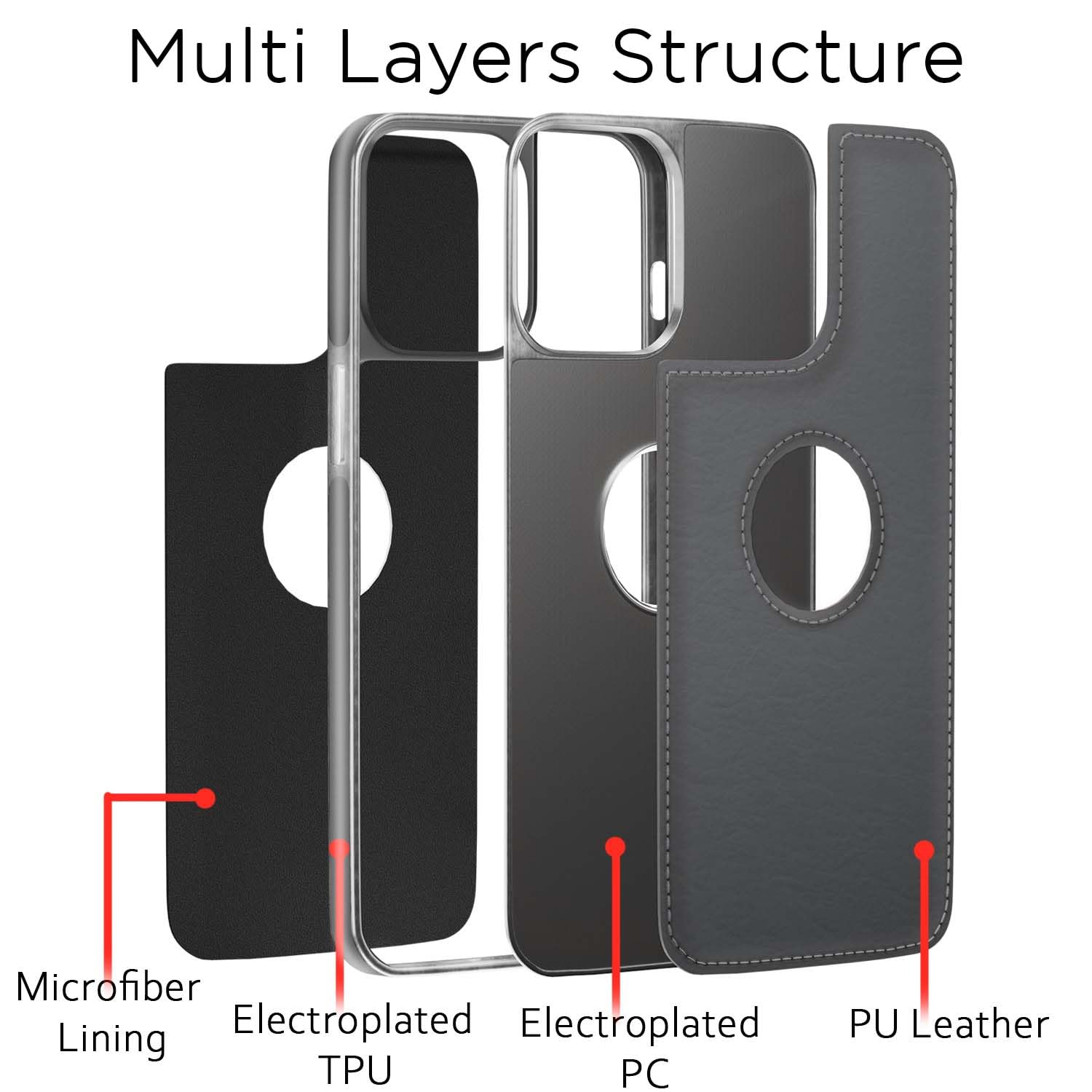 Pikkme iPhone 11 Silver Electroplated Chrome Leather Back Cover (Grey)