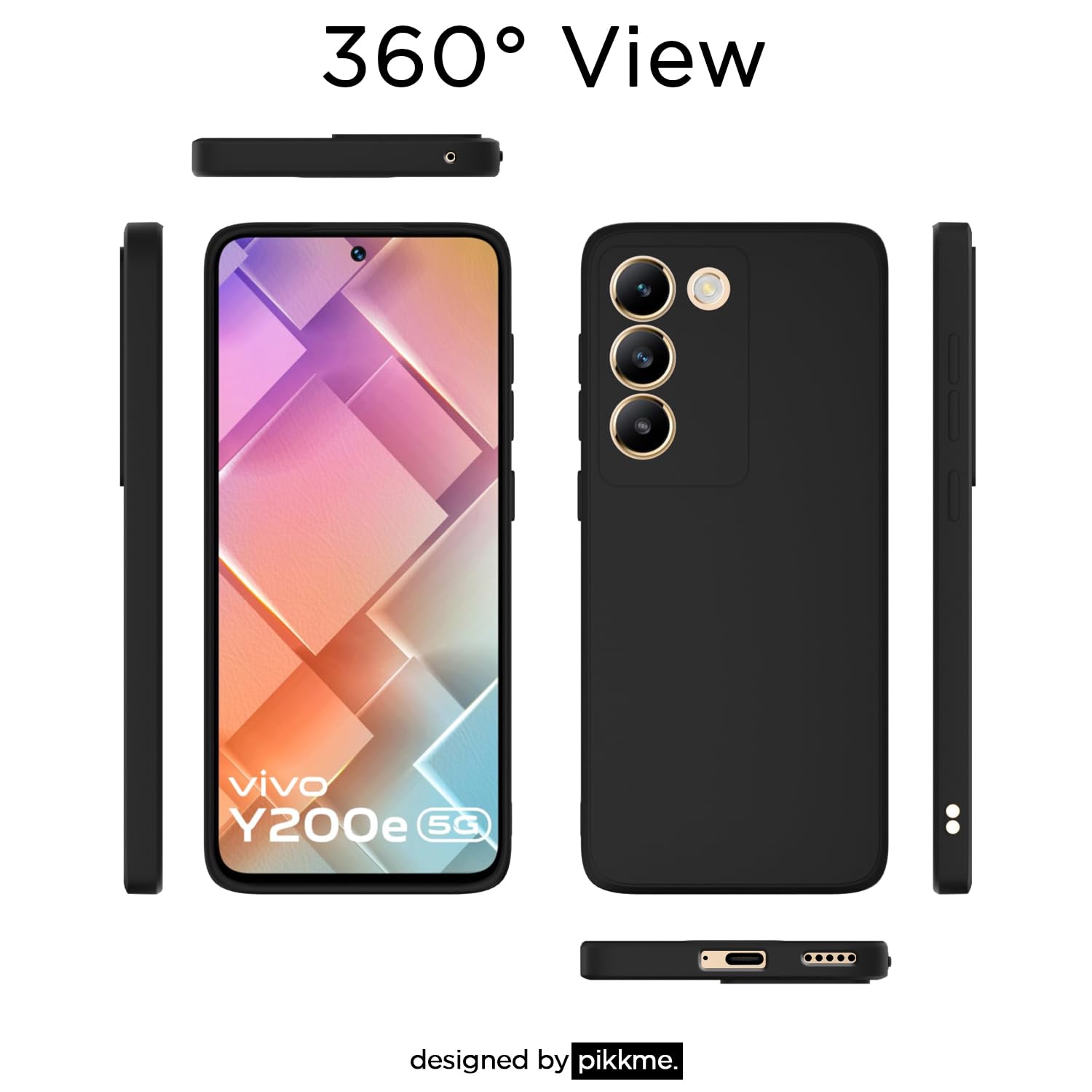 Pikkme Vivo T3 5G / Vivo Y200e 5G Soft Matte Silicone Shockproof Case | Black