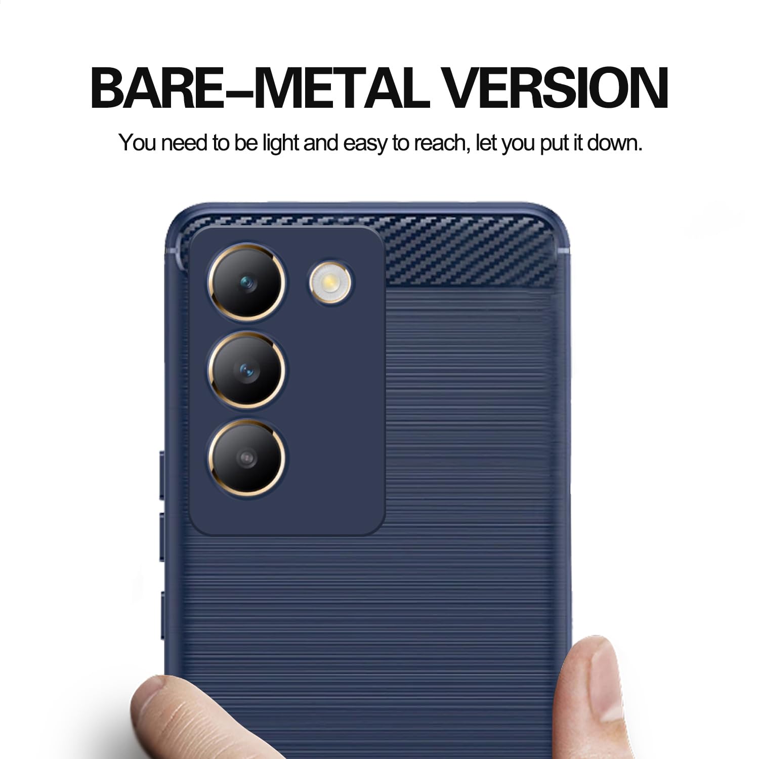 Pikkme Vivo T3 5G / Vivo Y200e 5G Hybrid Carbon Fiber Back Cover | Blue