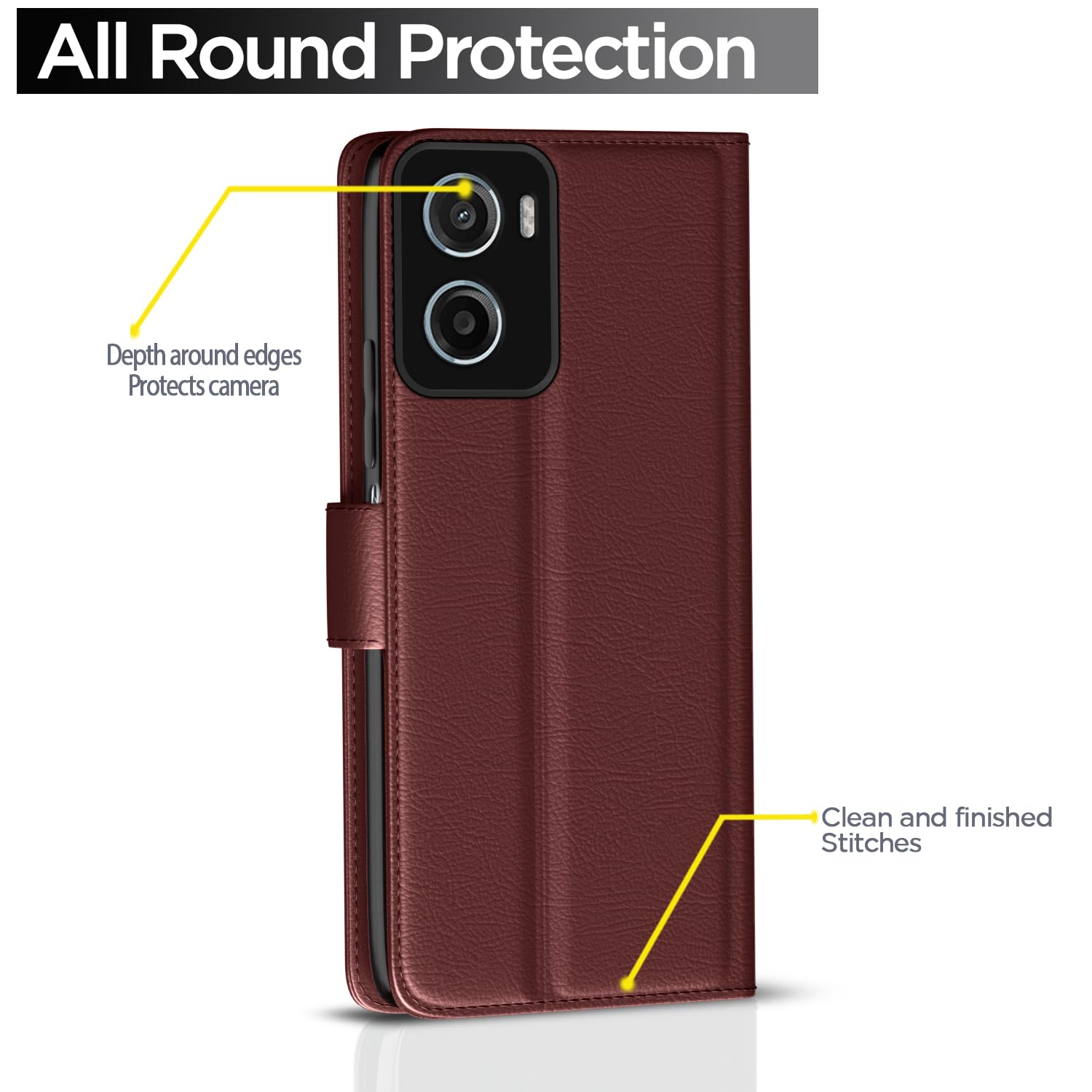 Pikkme Motorola Moto G05 Premium Leather Finish Vintage Flip Cover (Brown)