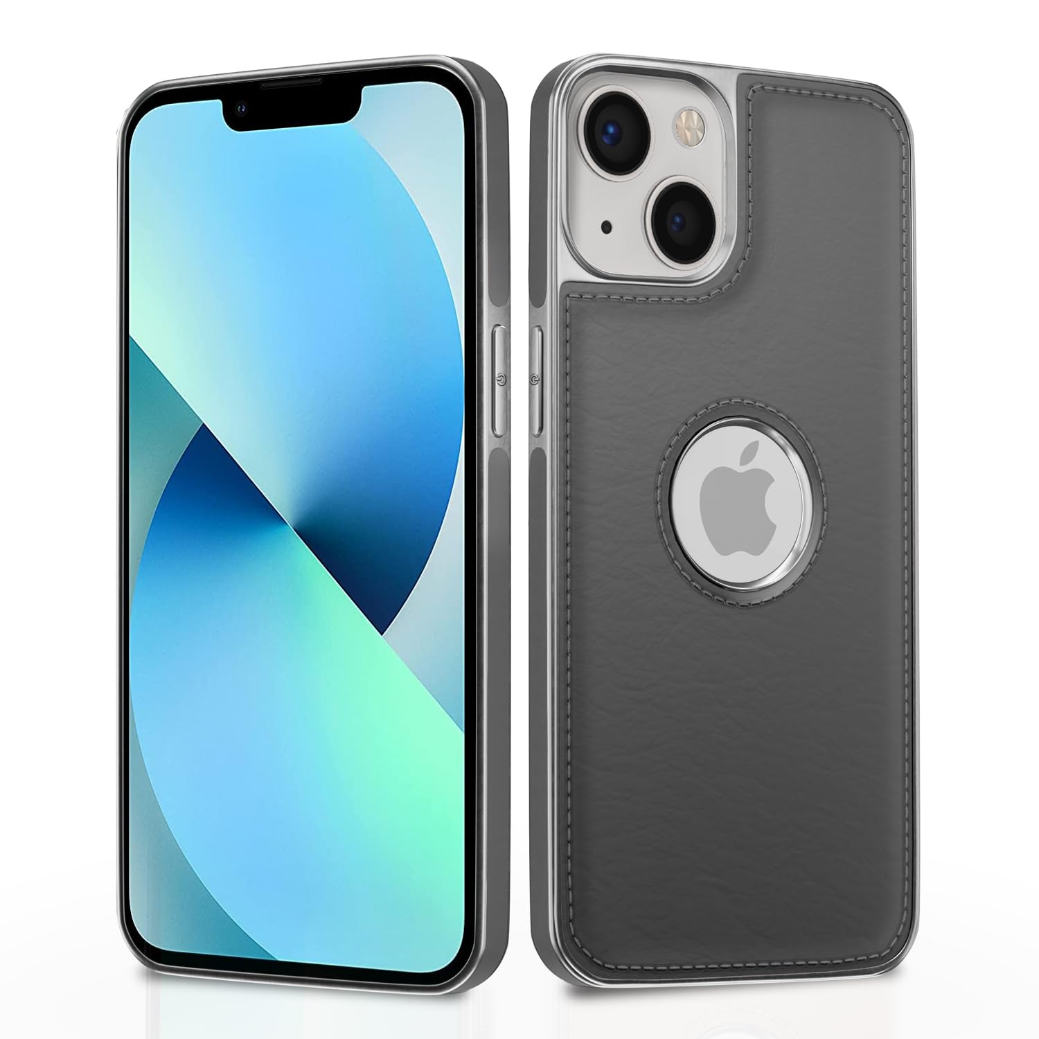 iPhone 13 Chrome Leather Back Cover -Gray