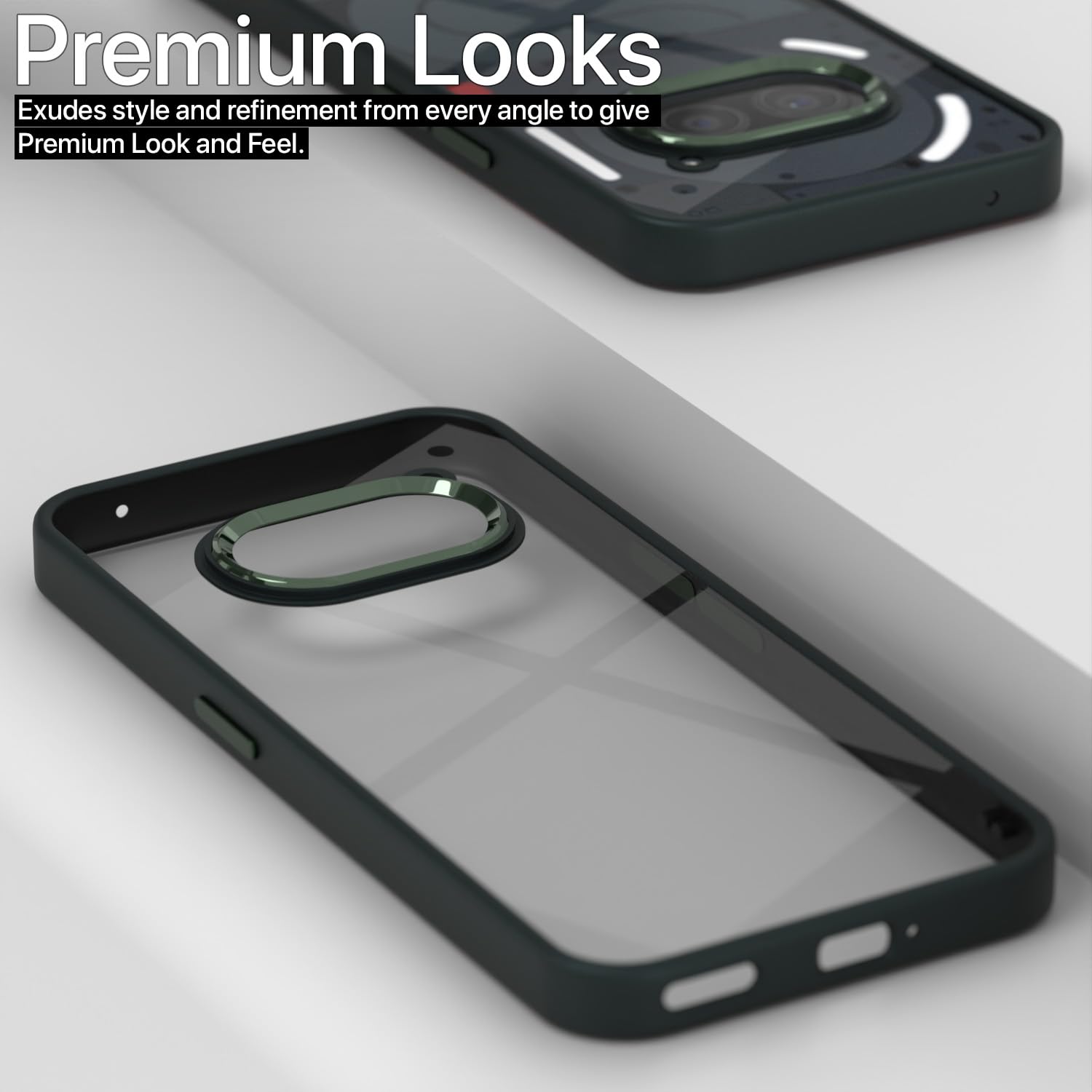 Pikkme Nothing Phone 2A / Nothing Phone 2A Plus Chrome Metal Ring Back Cover (Dark Green)