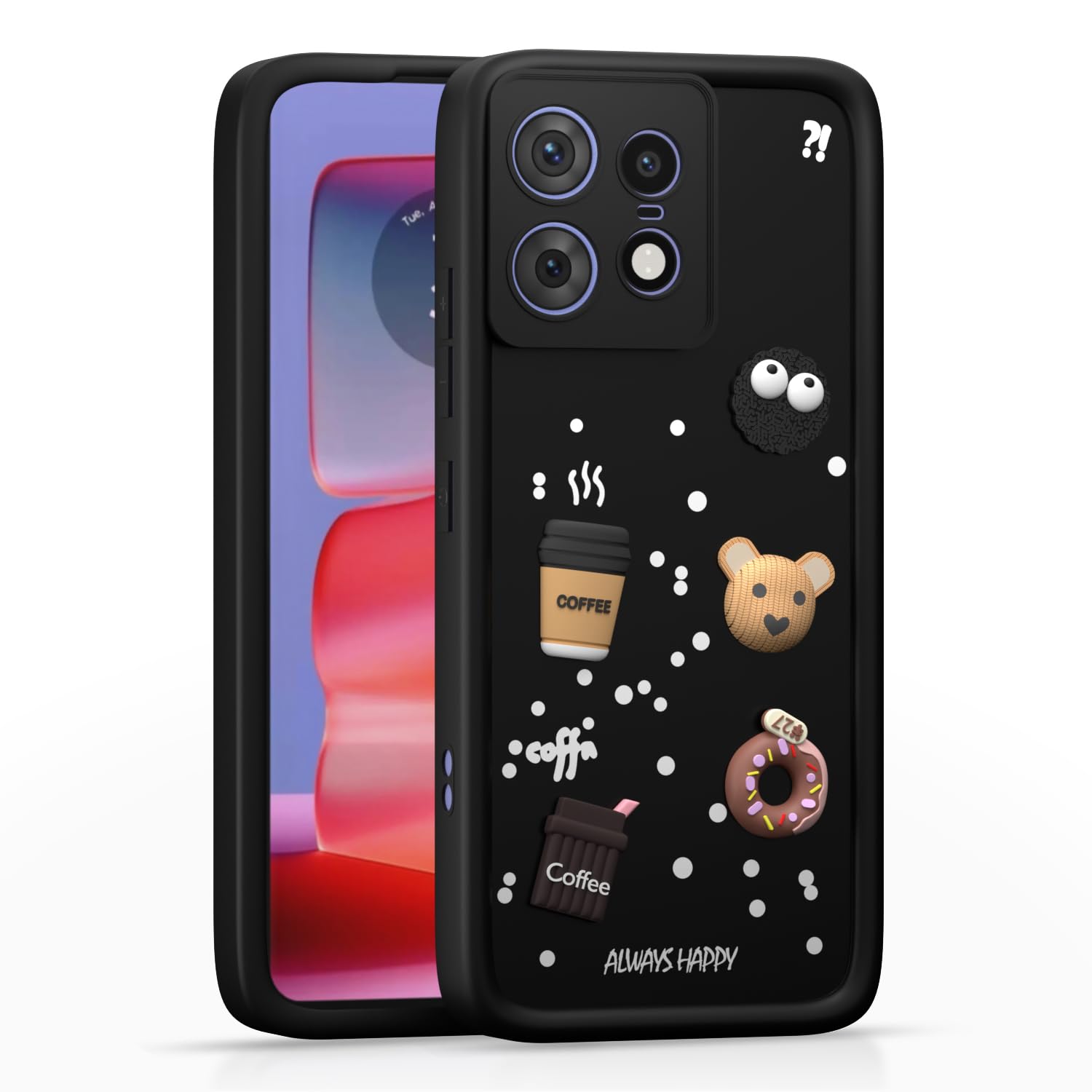 Pikkme motoedge50pro5g Cute Fun Cartoon 3D Bear Silicone Back Cover - Black