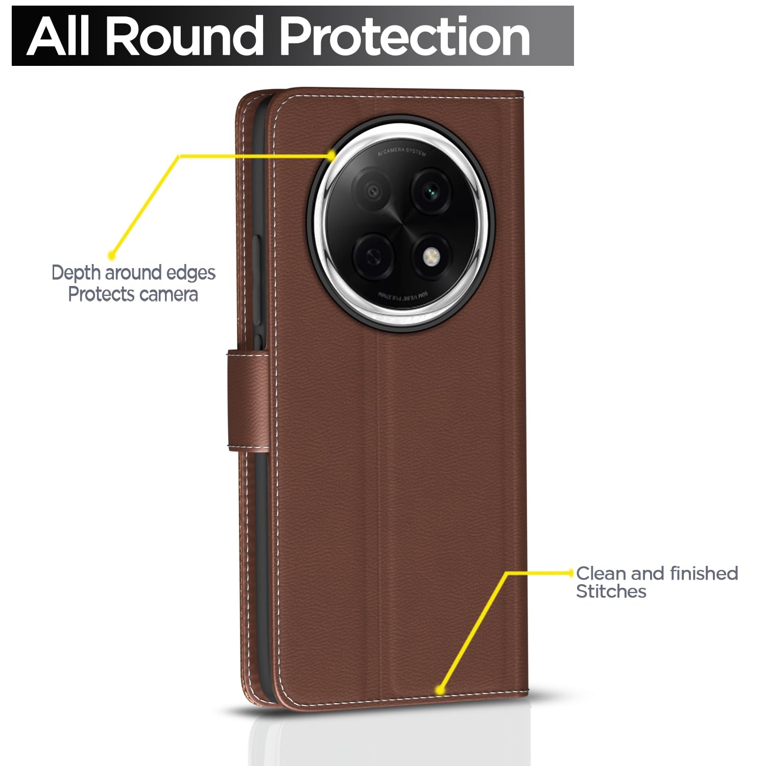 Pikkme Oppo F29 Pro 5G Contrast Double Flip Cover (Tan)