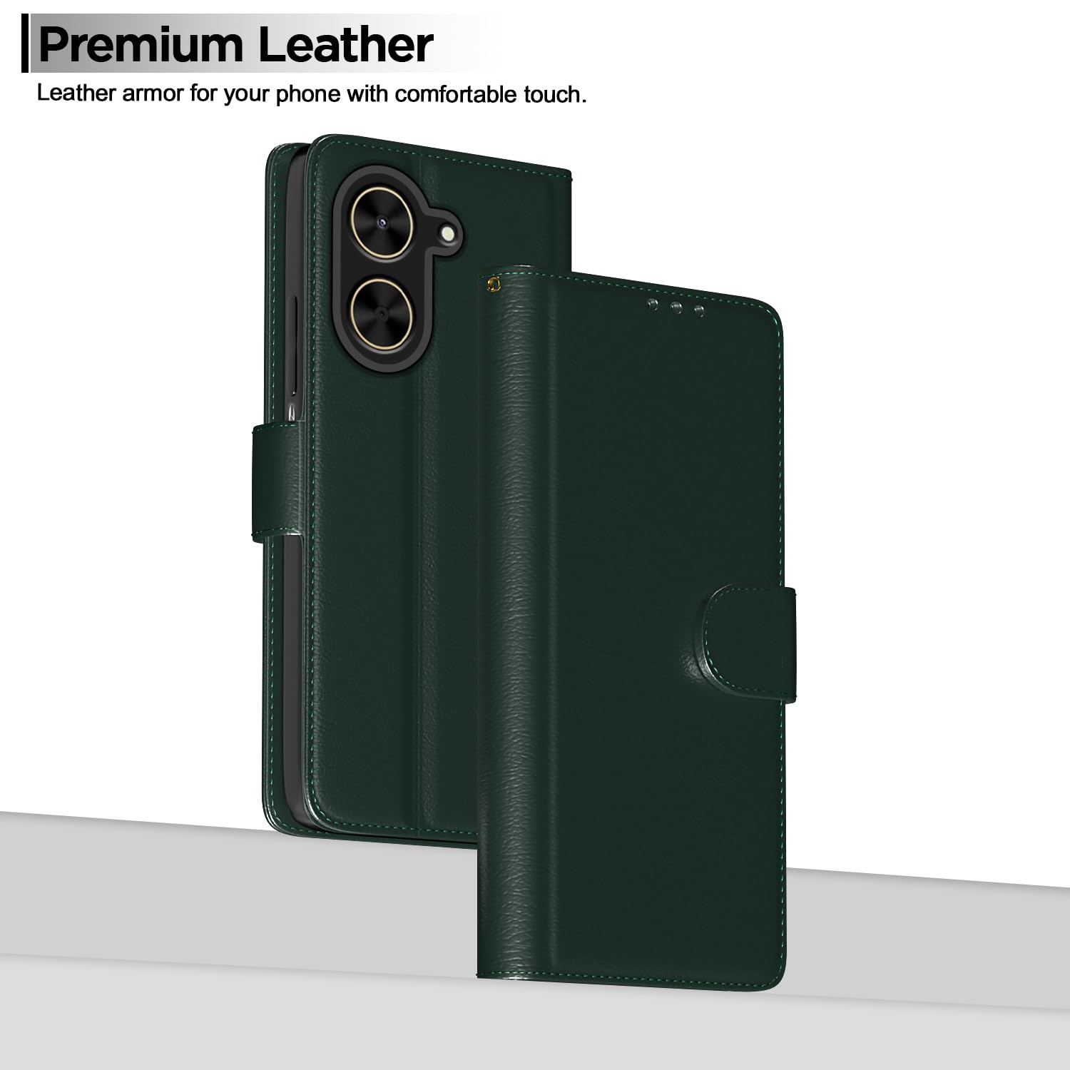 Pikkme Poco C71 / Redmi A5 Vintage Flip Cover (Green)