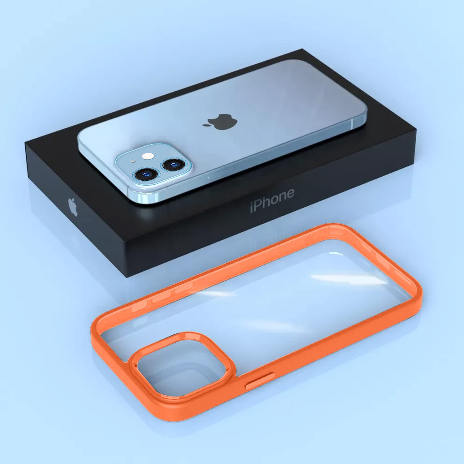 Pikkme iPhone 12/12 pro Electroplated Crome Metal Ring Back Cover (Orange)