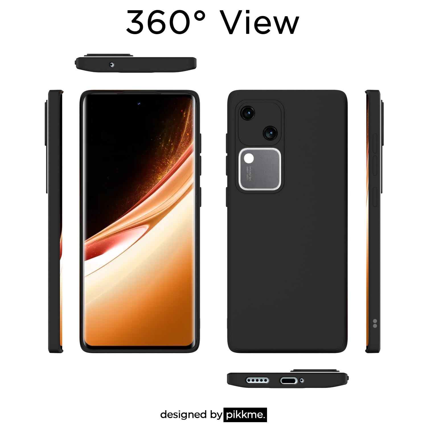 Pikkme Vivo V30 5G Liquid Silicone Back Cover (Black)