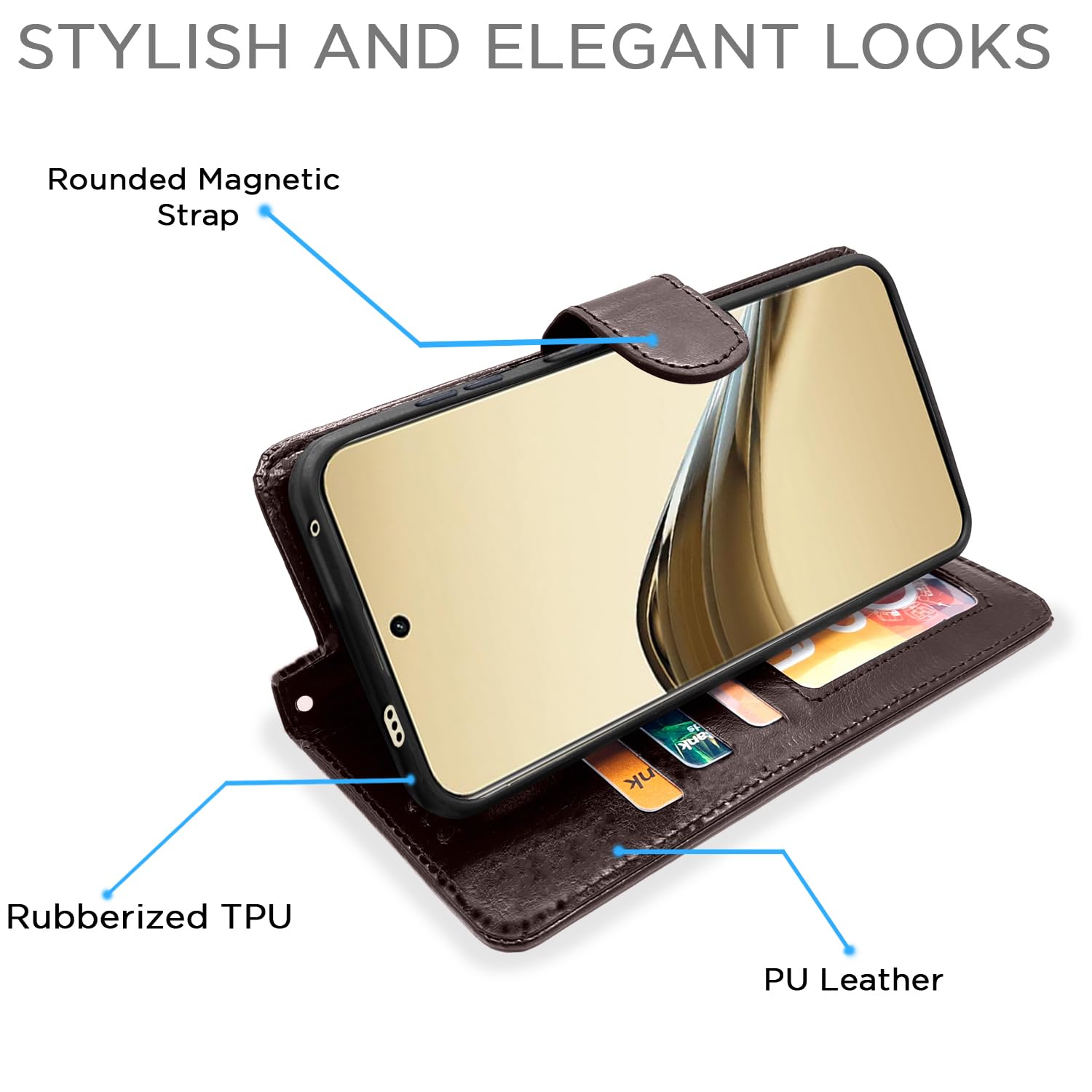 Pikkme Realme 13 Pro 5G Vintage Flip Cover (Coffee)