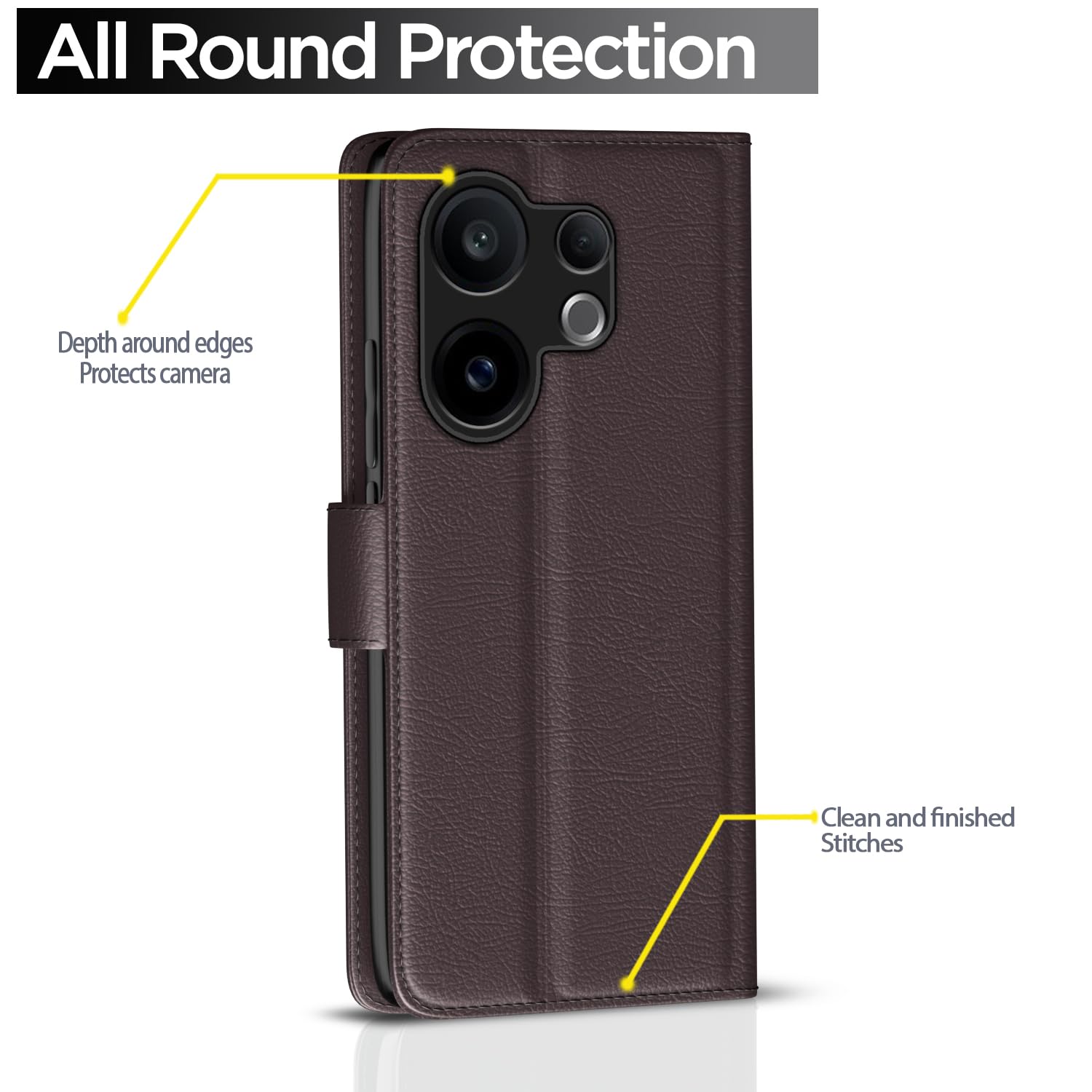 Vivo V60/T4 Pro 5G wallet flip cover in coffee by Pikkme – photo 4