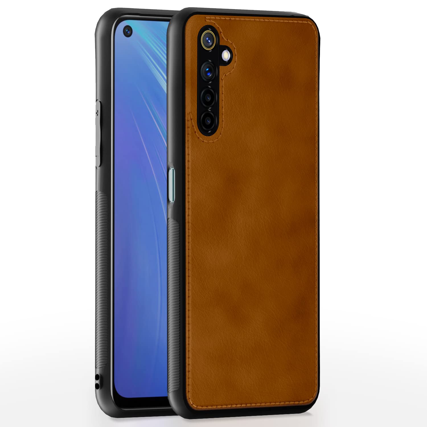 Realme 6 Leather back cover in brown by Pikkme
