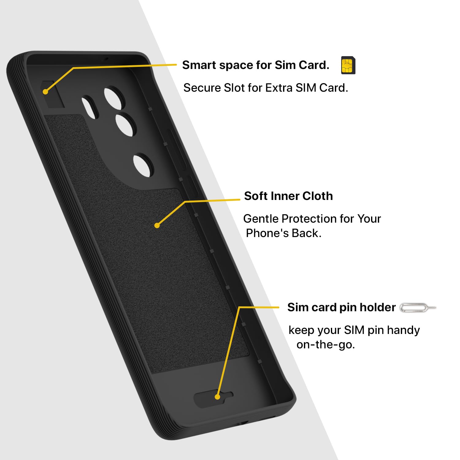 Pikkme Vivo V40e / iQOO Z9s 5G Soft Flexible Shockproof Gencase Back Cover (Black)