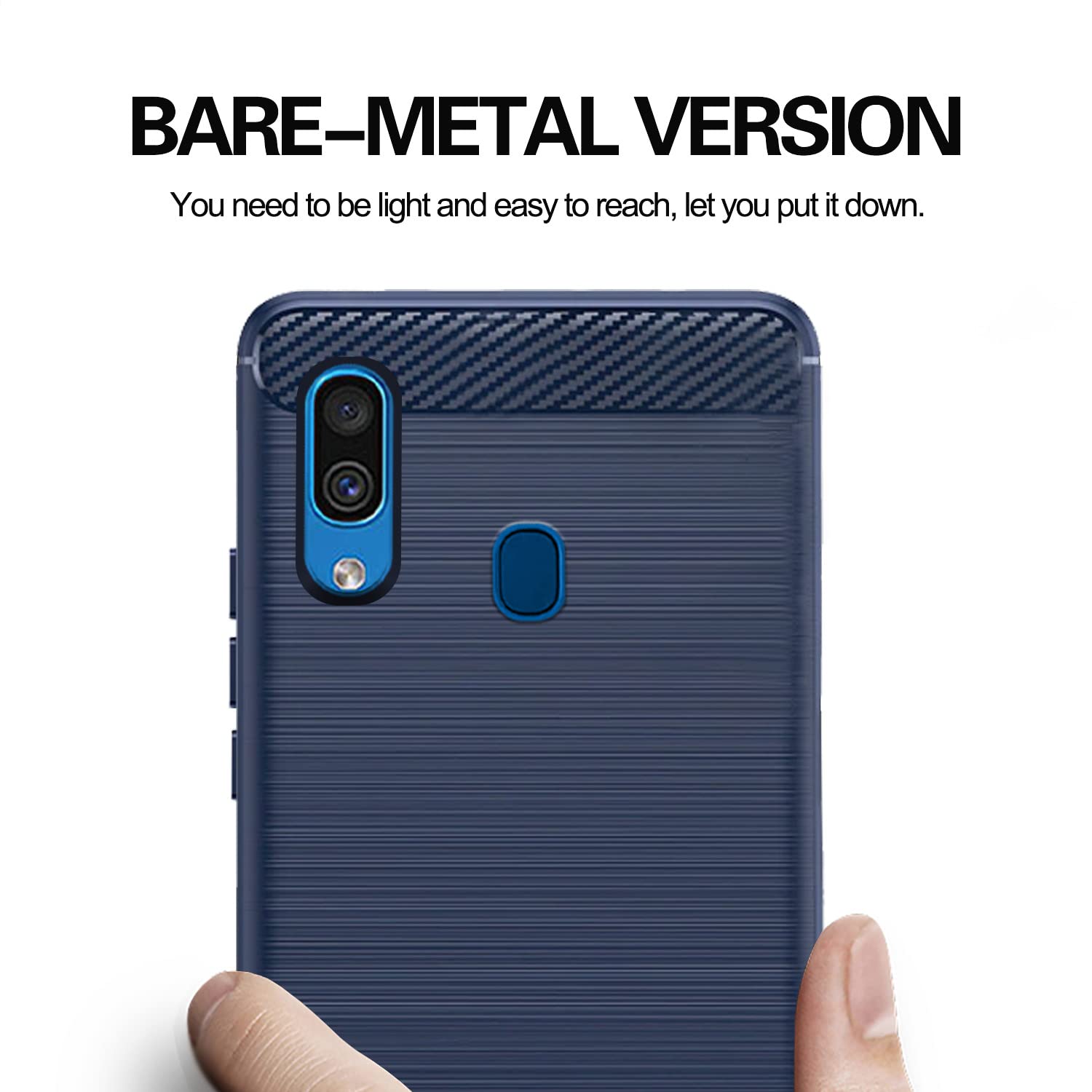 Pikkme Samsung Galaxy A30/ A20/ M10S Hybrid Carbon Fiber Back Cover | Blue