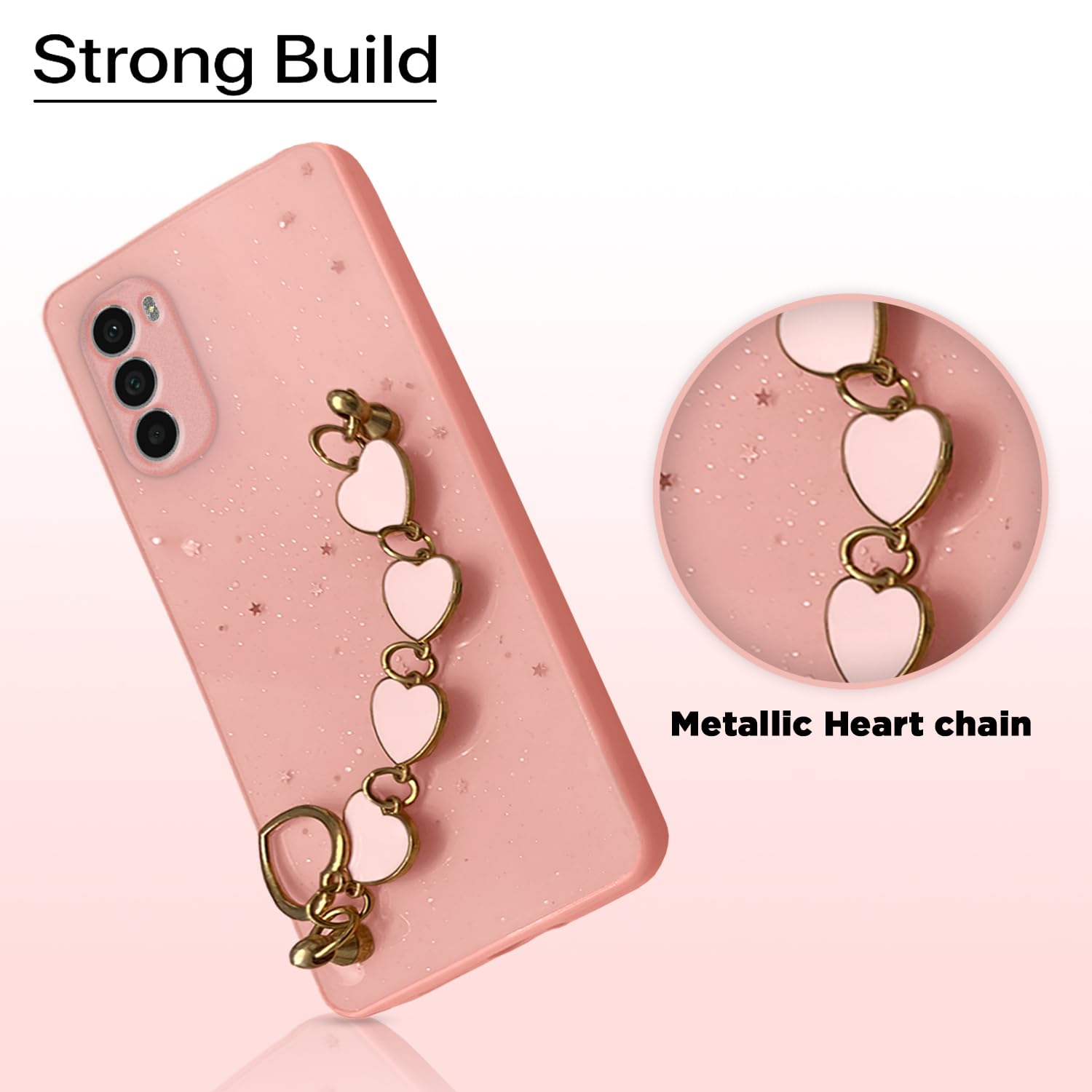 Pikkme Motorola Moto G52 / G82 5G Chain Back Cover (Pink)