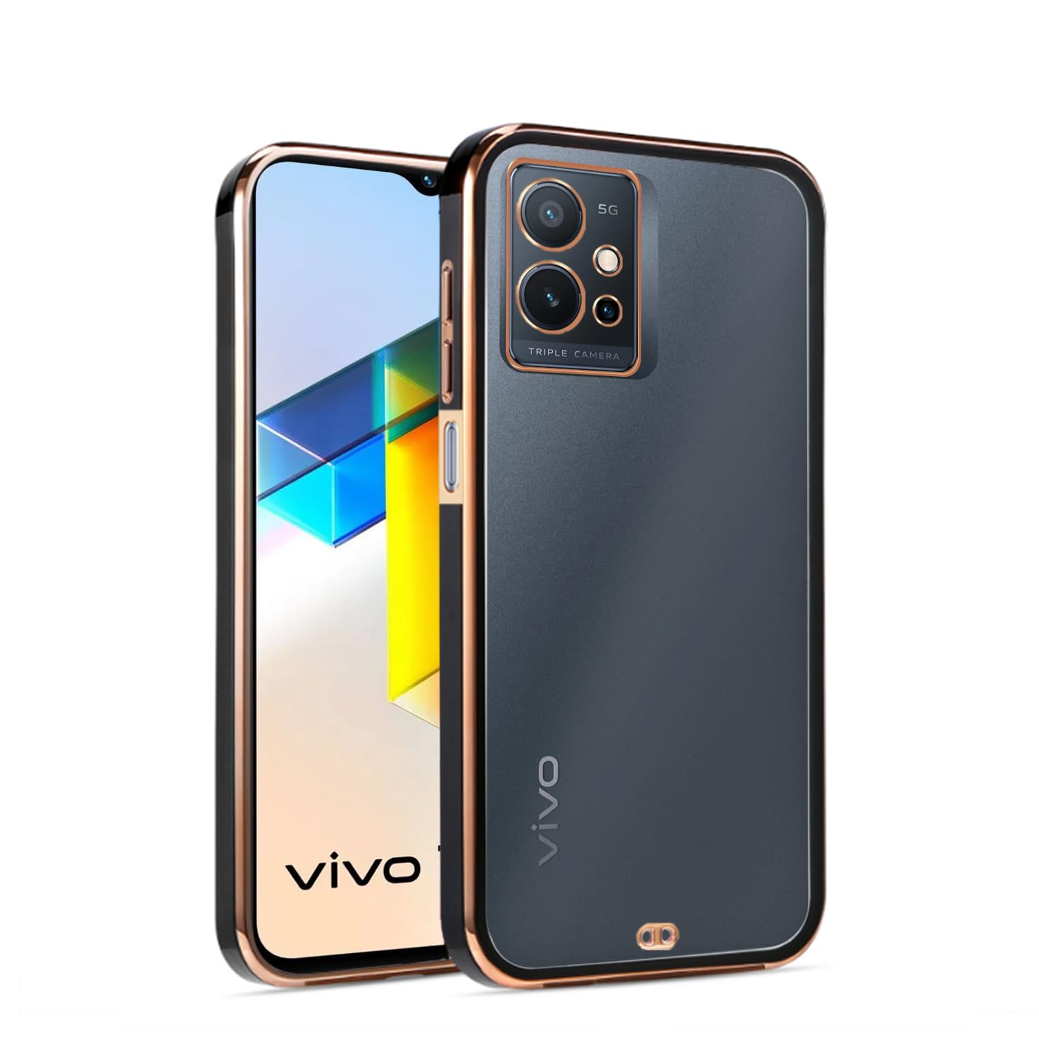 Vivo T1/Y75/iQOO Z6 5G Chrome back cover in black by Pikkme