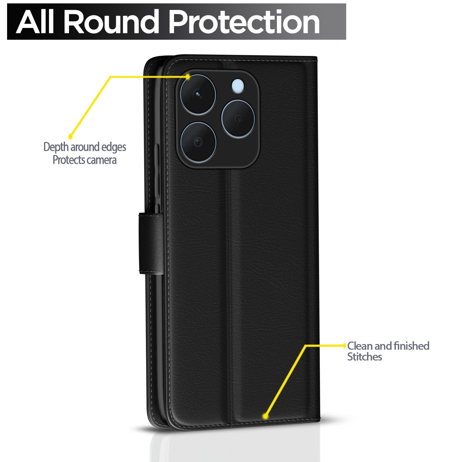 Black Wallet mobile flip cover for Realme 15T/Narzo 90 5G – Pikkme – photo 4