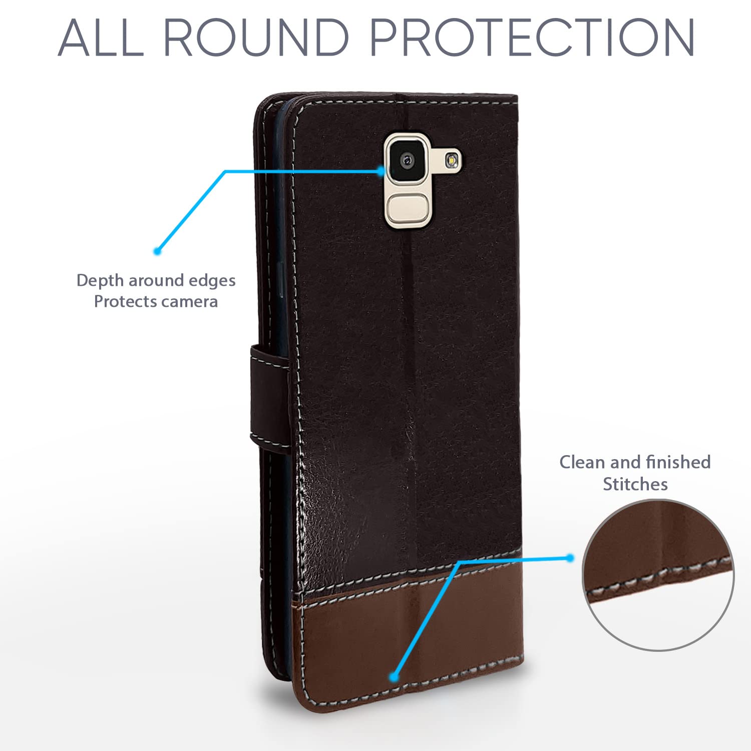 Samsung J6 2018 Magnetic flip case in coffee & brown by Pikkme – photo 4