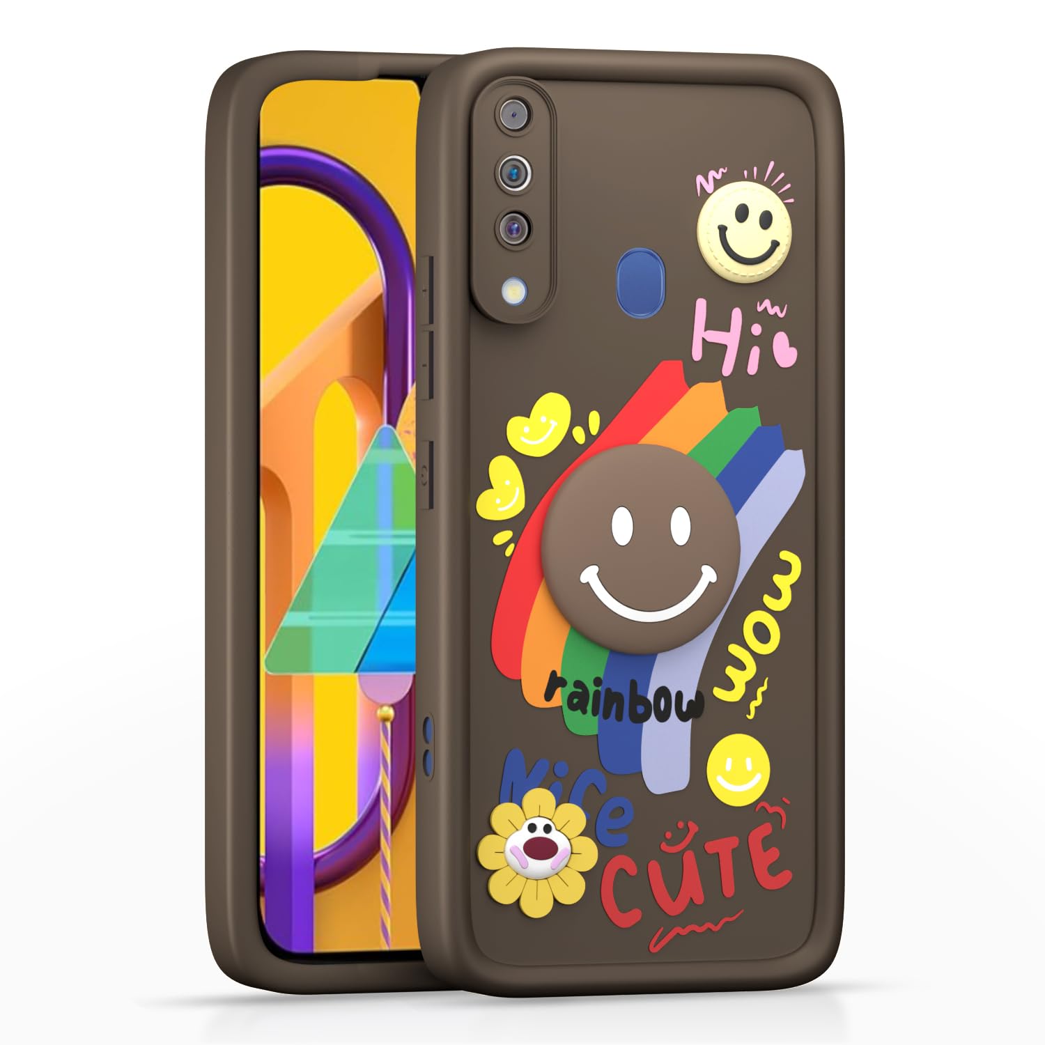 Pikkme brown Soft Silicone mobile back cover for Samsung M30