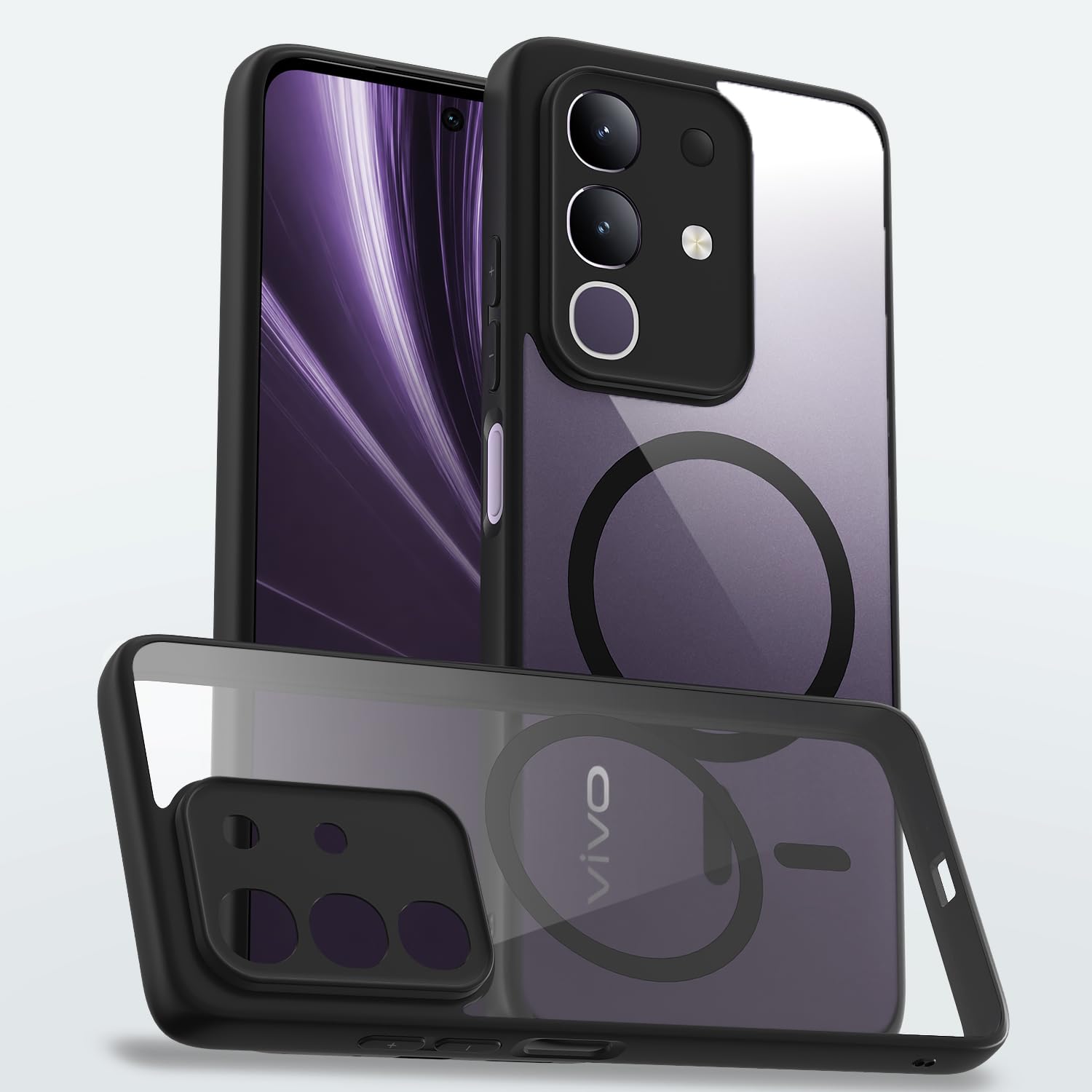 Vivo T4x/iQOO Z10x/Y31 Pro 5G mobile cover in black mag-safe by Pikkme