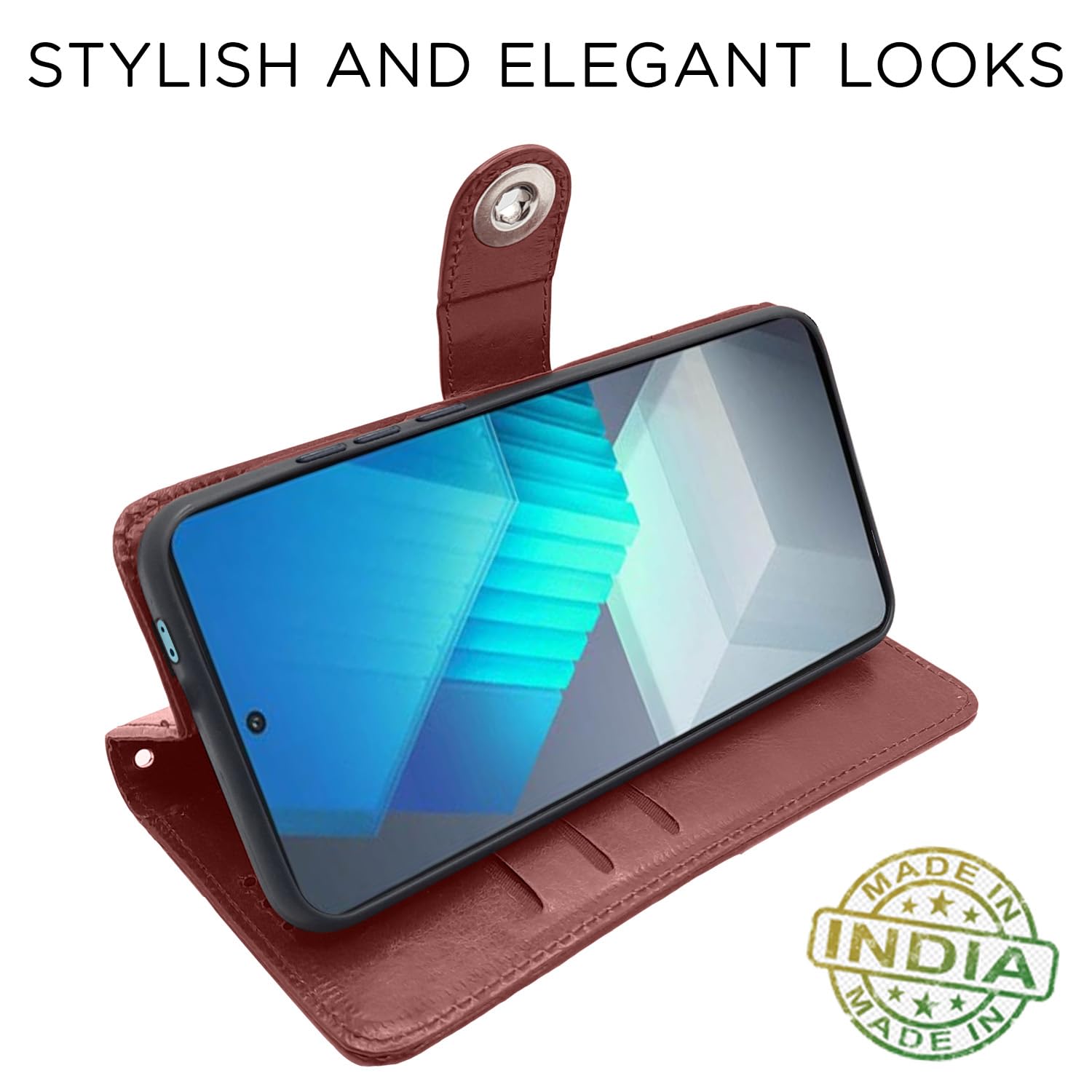 Pikkme brown Button flip cover for iQOO Neo 7 Pro 5G – photo 5