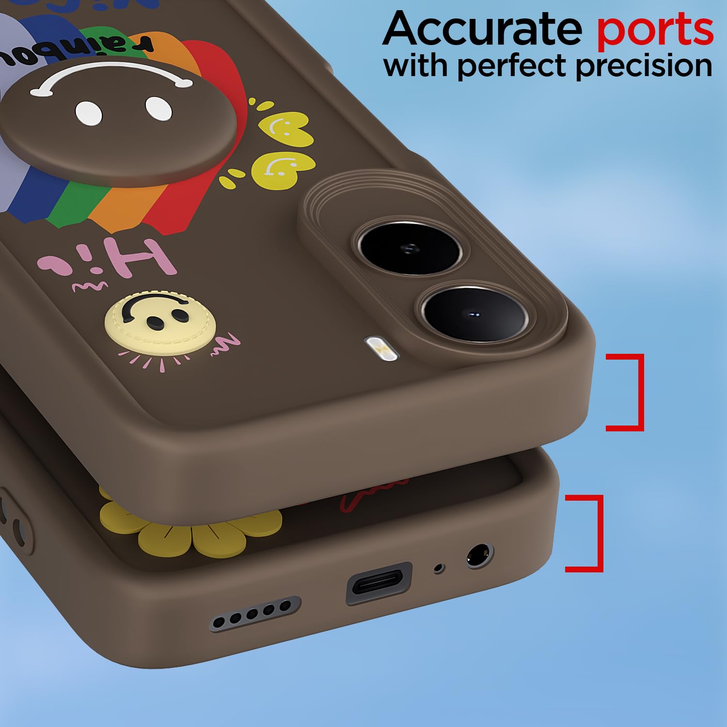 Redmi A7 Pro/Poco C85x 5G/C81 Smile Rainbow back cover in brown by Pikkme – photo 4