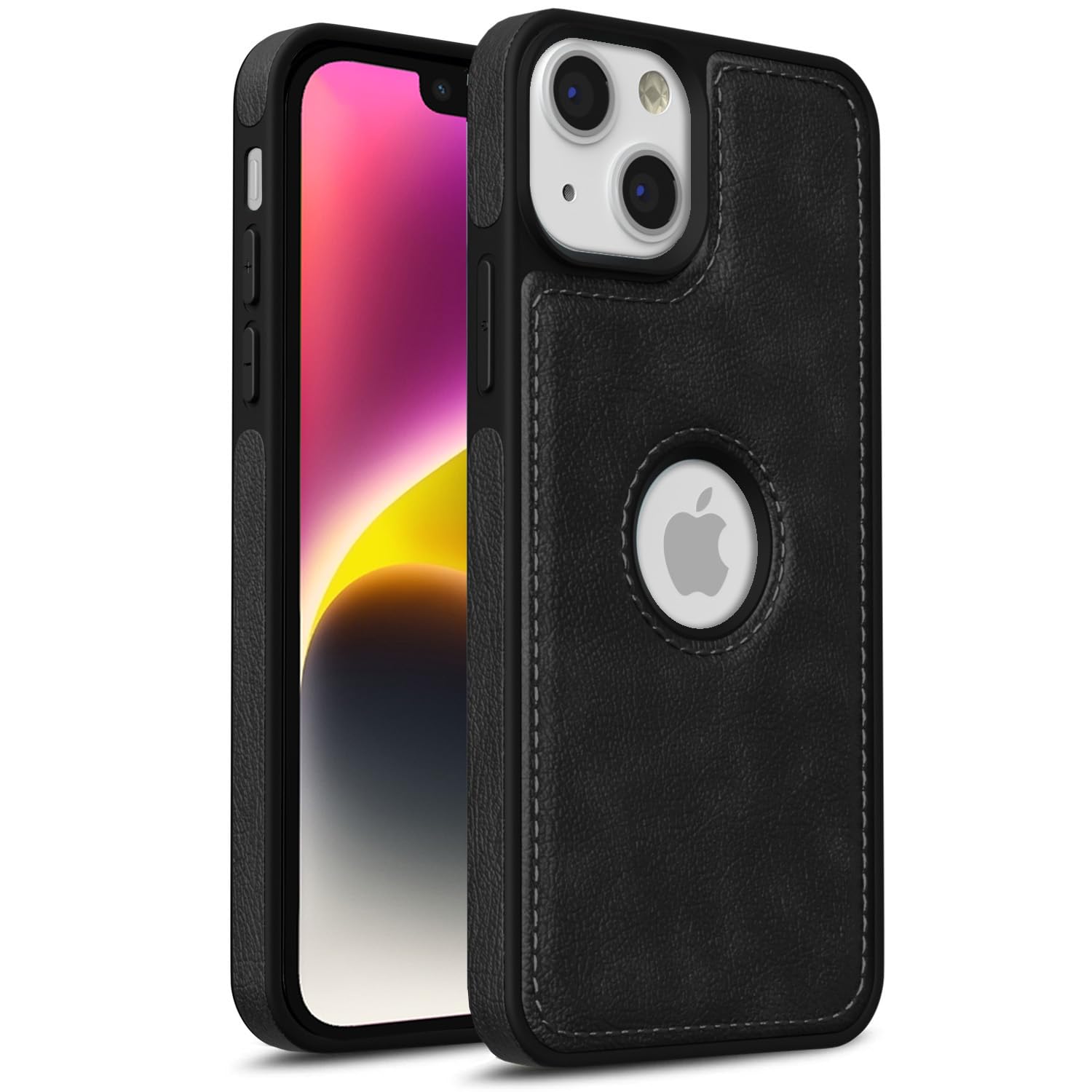 iPhone 14 LeatherBack Back Cover – Black