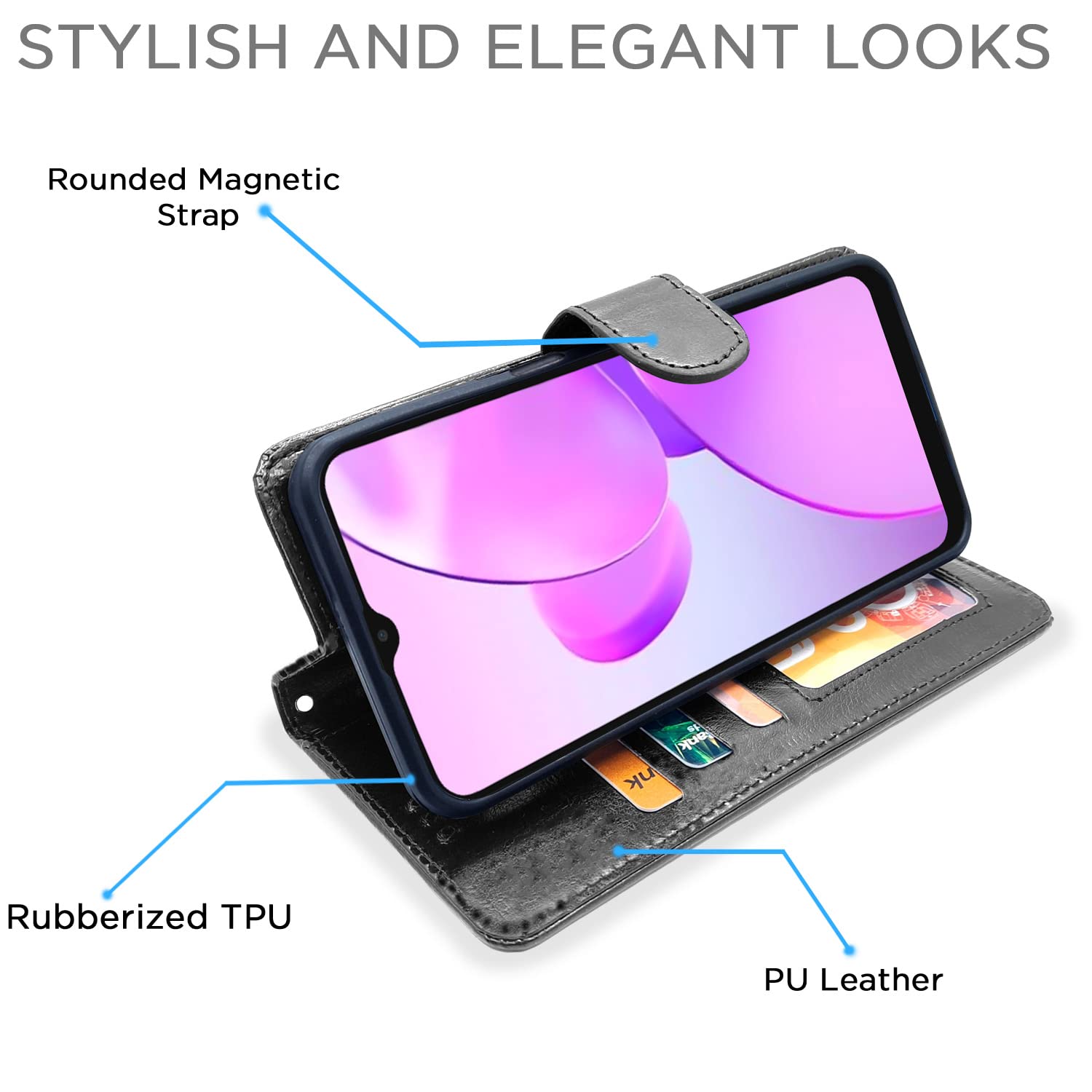 Pikkme Realme C31 Vintage Flip Cover | Black