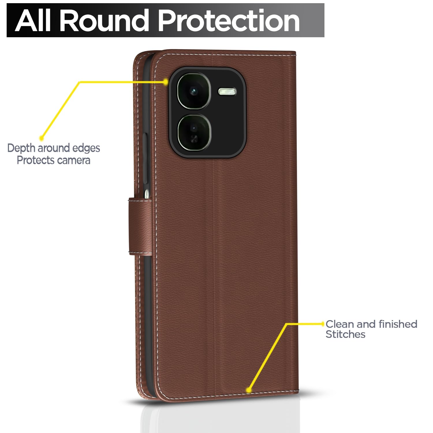 iQOO Z9x 5G wallet flip cover in tan by Pikkme – photo 4