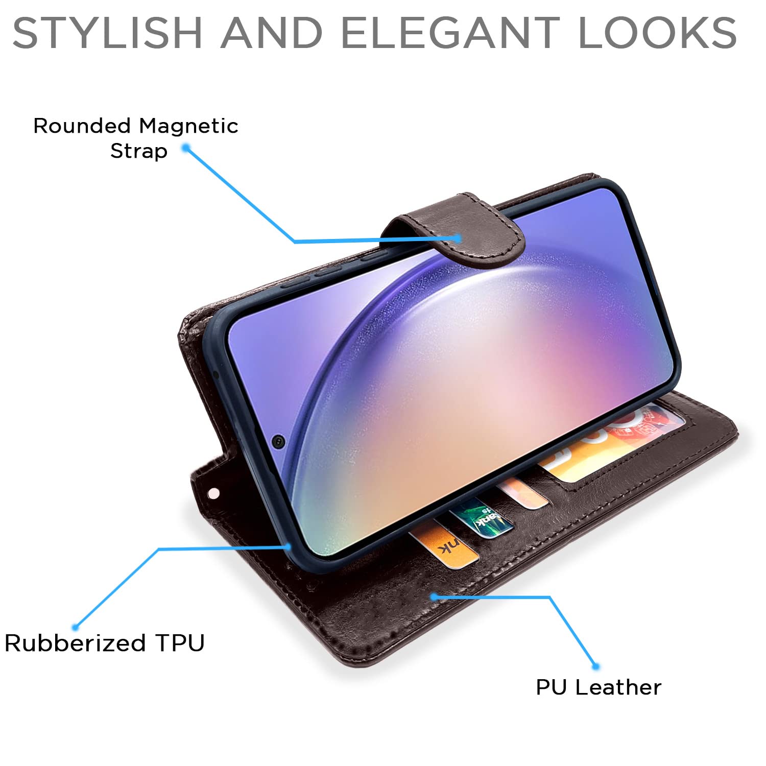 Pikkme Samsung Galaxy A54 5G Vintage Flip Cover (Coffee)